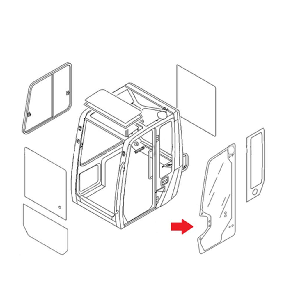 RAParts 0398630302 Cab Door Glass Replacement for Takeuchi Construction & Industrial Equipment - Perfect for Excavators, Loaders & Heavy Machinery Maintenance