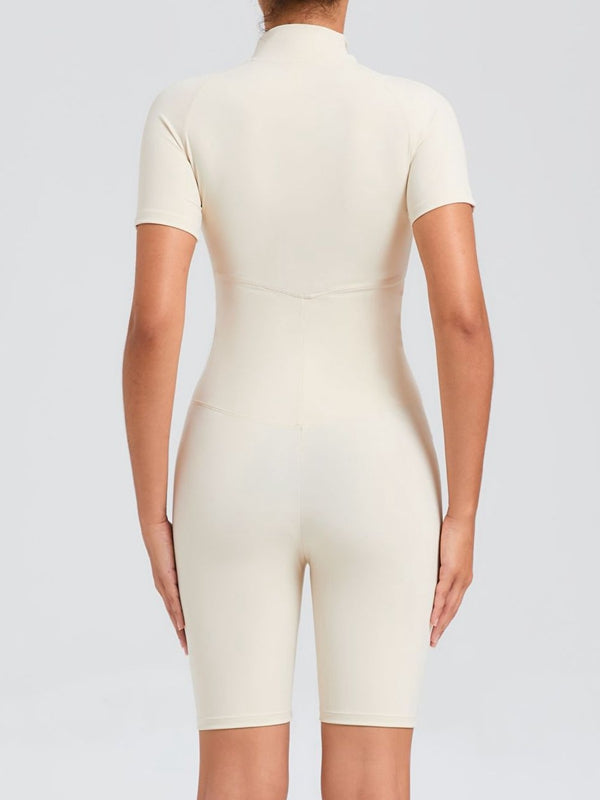ZASUWA Women's Stand Collar Zipper Jumpsuit - Stylish One-Piece Outfit for Casual Wear, Office, and Evening Events
