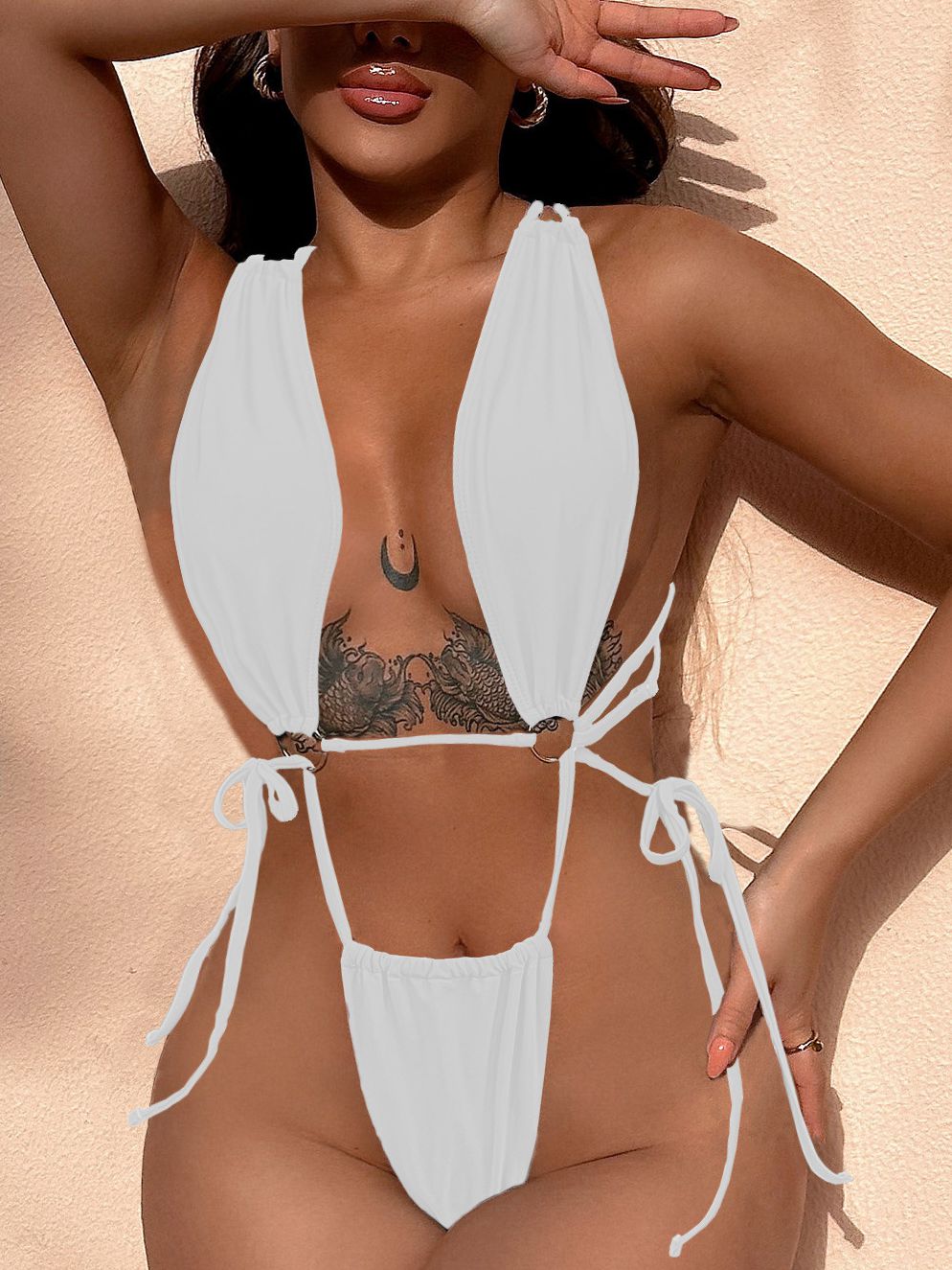 ZASUWA Women's Sexy Cross Back Lace Up One Piece Swimsuit - Perfect for Beach, Pool Party & Summer Vacation