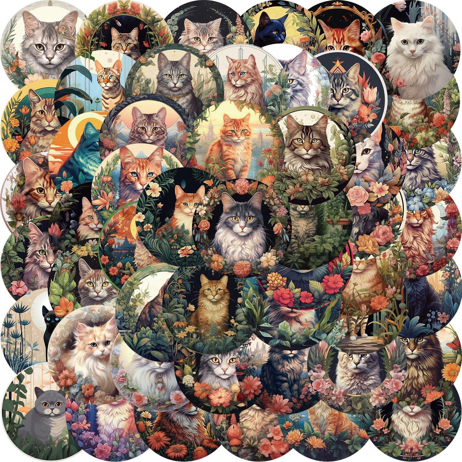 50 PCS Cute Cat Stickers - Waterproof Vinyl Decals for Journaling, Scrapbooking, Laptop, Water Bottle, Phone & Luggage - Kawaii Animal Aesthetic Decoration for Women, Teens & Kids - Perfect for DIY Crafts, School Supplies & Gift Giving