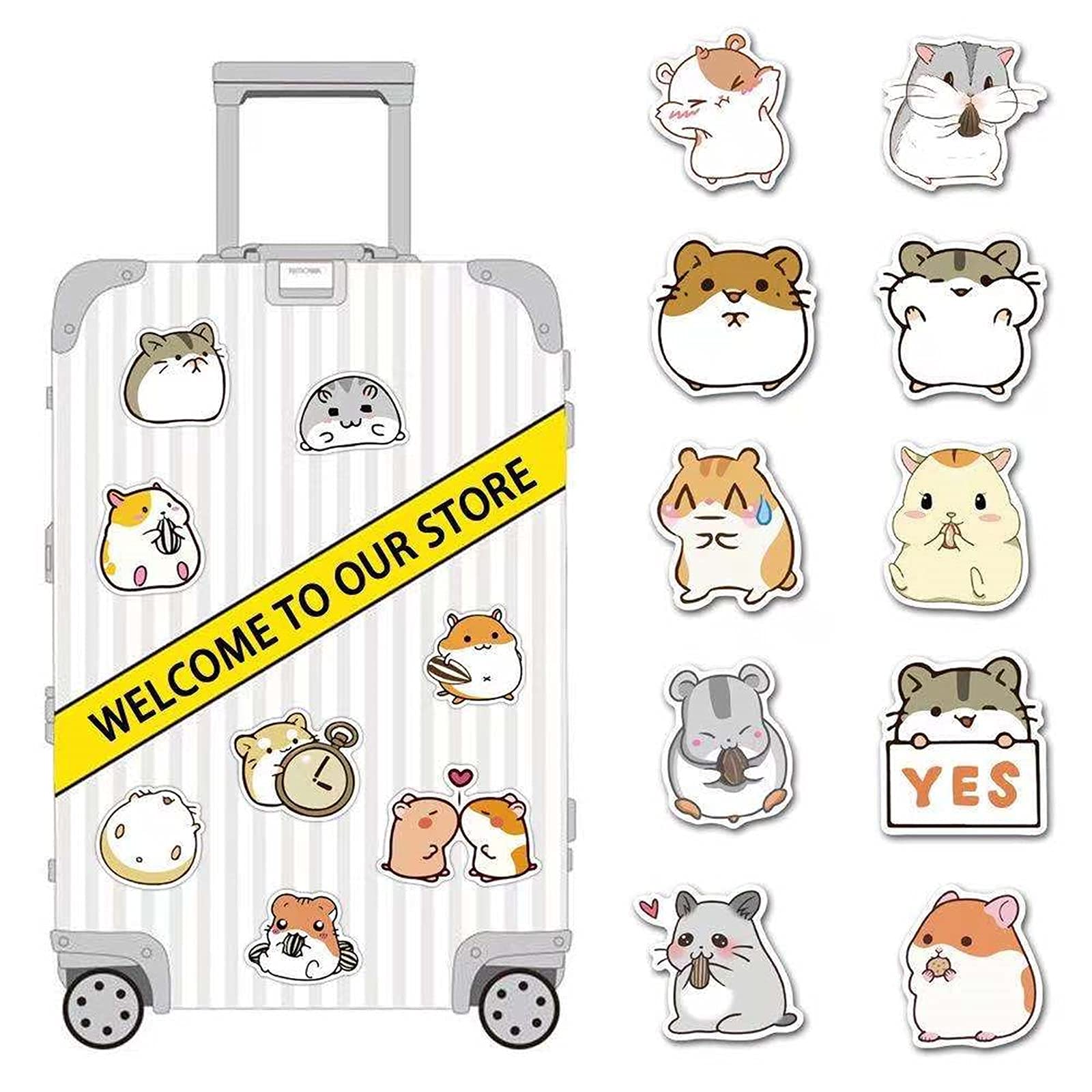 100 PCS Cute Hamster Stickers - Waterproof Vinyl Animal Decals for Laptop, Water Bottle, Luggage & Skateboard - Fun DIY Scrapbooking & Kids Room Decor