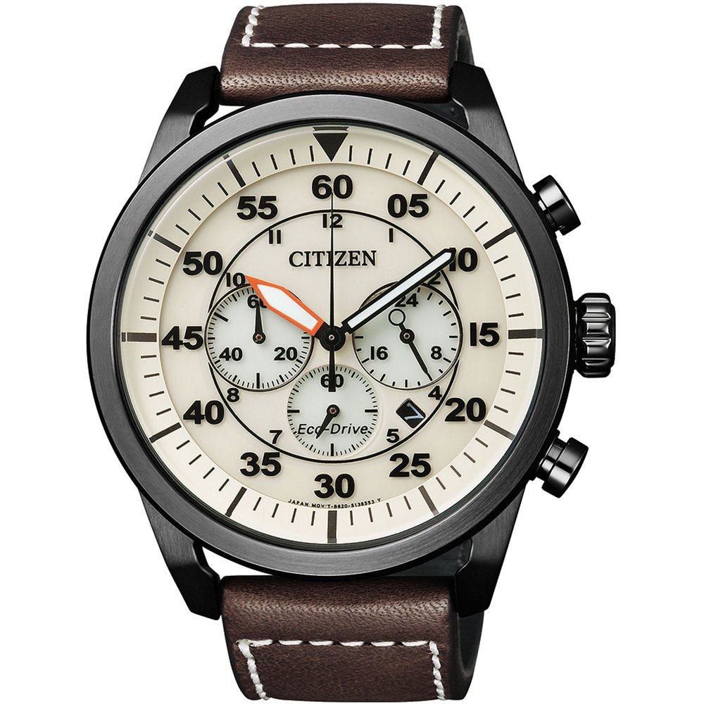 Citizen Men's Eco-Drive Chronograph Leather Strap Watch - Water Resistant, Solar Powered - Perfect for Business, Casual & Outdoor Activities