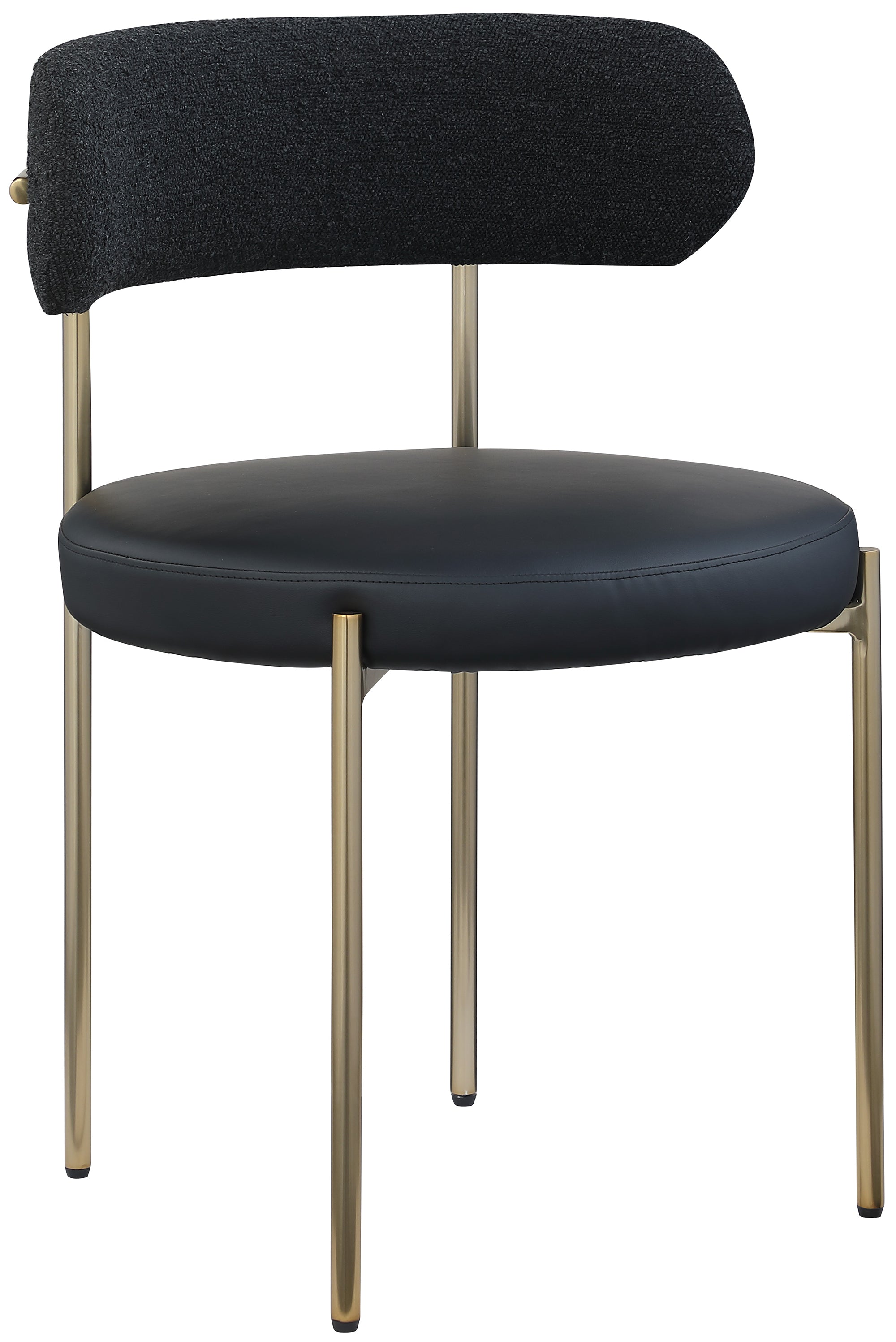 Vegan Leather & Boucle Fabric Dining Chair - Modern Comfortable Kitchen & Dining Room Seating for Home & Office Use