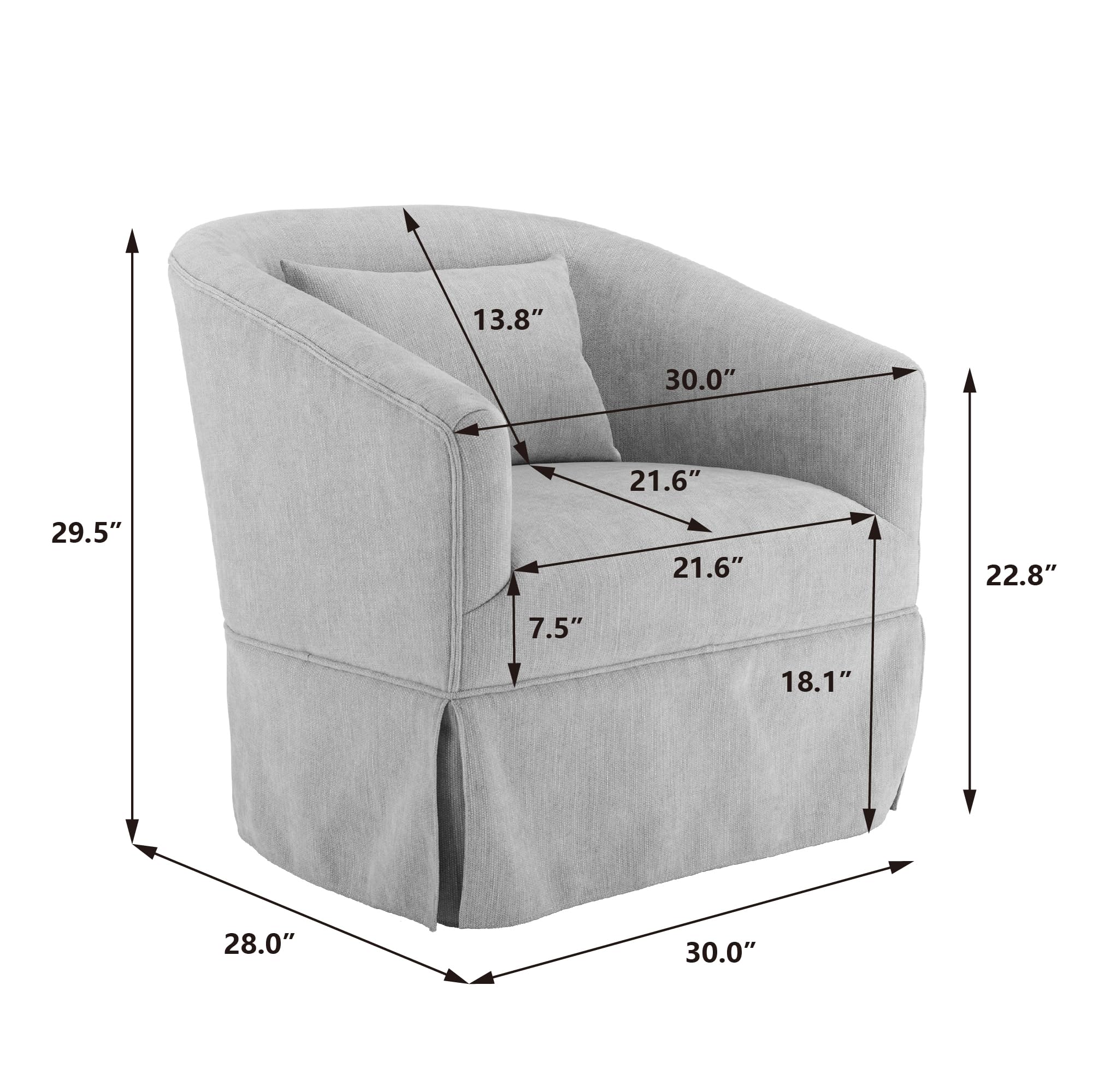 360 Degree Swivel Accent Barrel Chair - Modern Upholstered Single Sofa Armchair with Pillow for Living Room, Bedroom, Office & Nursery | Cozy Leisure Club Reading Chair for Relaxing, Working & Studying (Black)