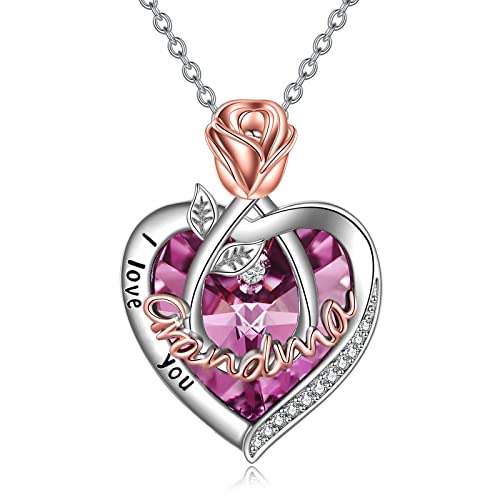 06 Jun-Grandma Necklace with Heart Crystal
