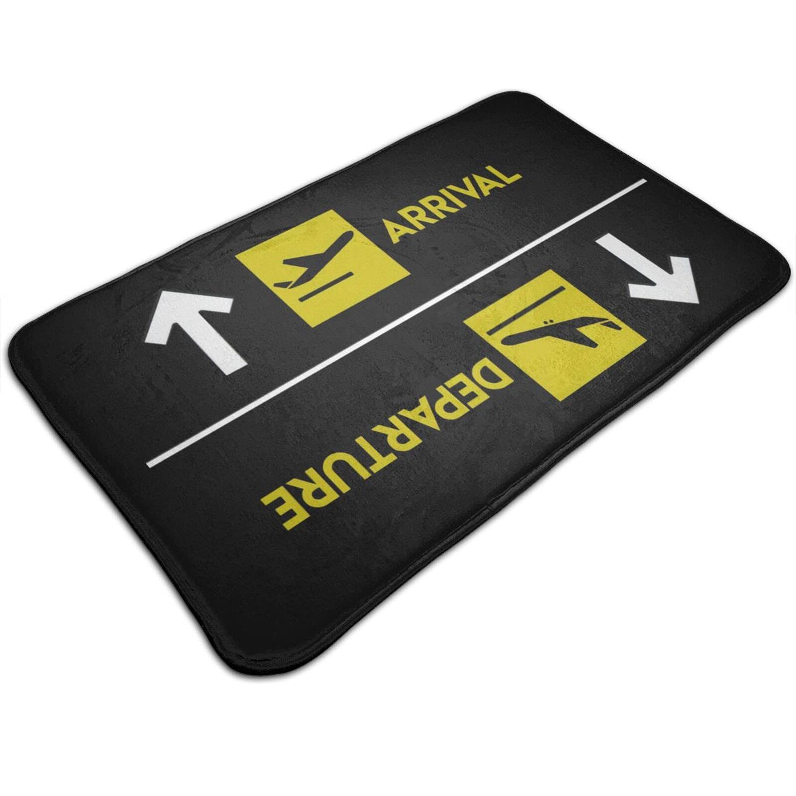 Annalice Aviation Departures Arrivals Bath Mats - 19.5x31.5 Inch Non-Slip Plush Velvet Bathroom Rug | Water Absorbent Bathtub Mat for Cozy Bathroom Decor (Black & White) - Perfect for Home, Apartment & Hotel Bathrooms