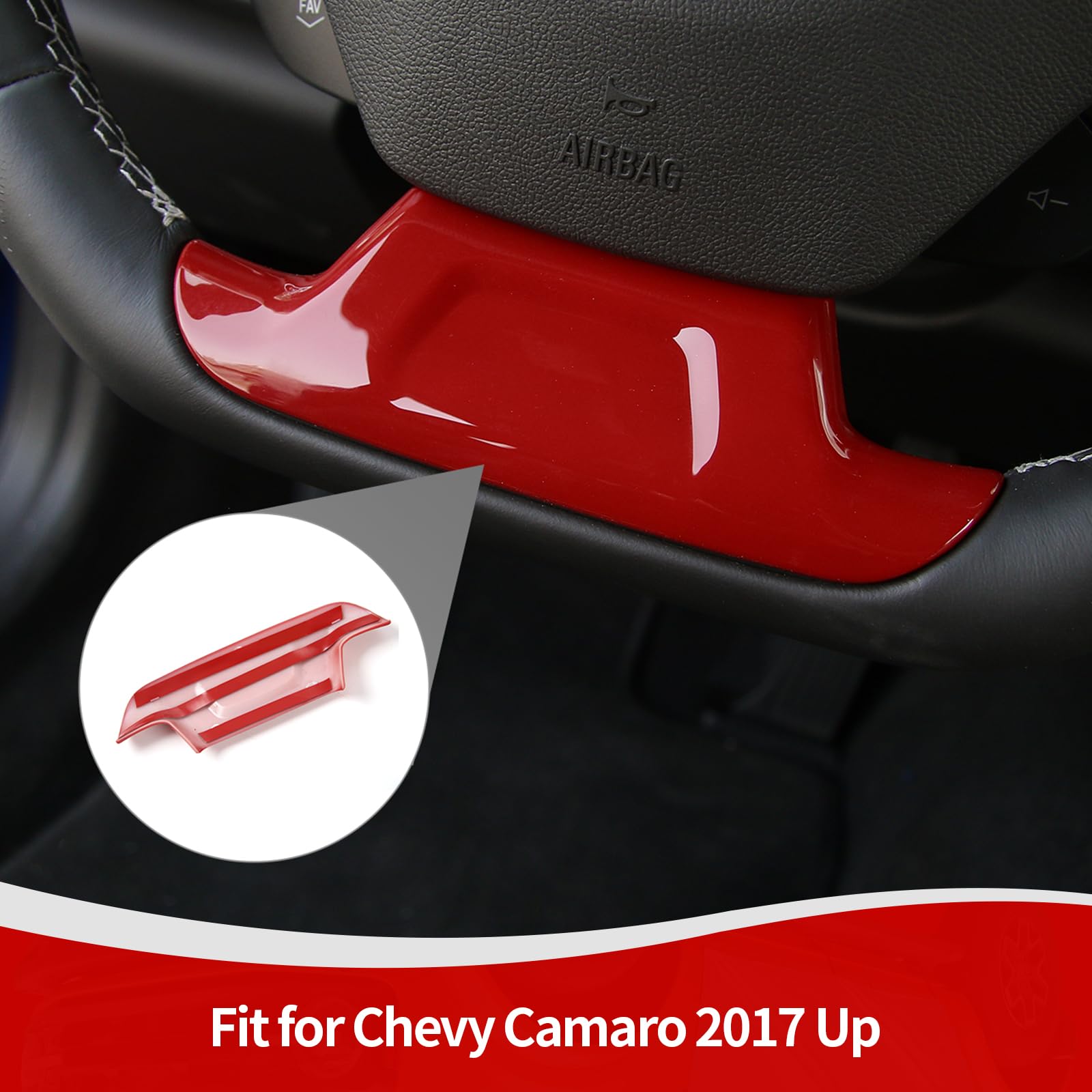 RT-TCZ Red Steering Wheel Panel Trim Sticker for 2017+ Chevy Camaro | Interior Accessories Upgrade | Perfect for Car Enthusiasts & Customization Projects