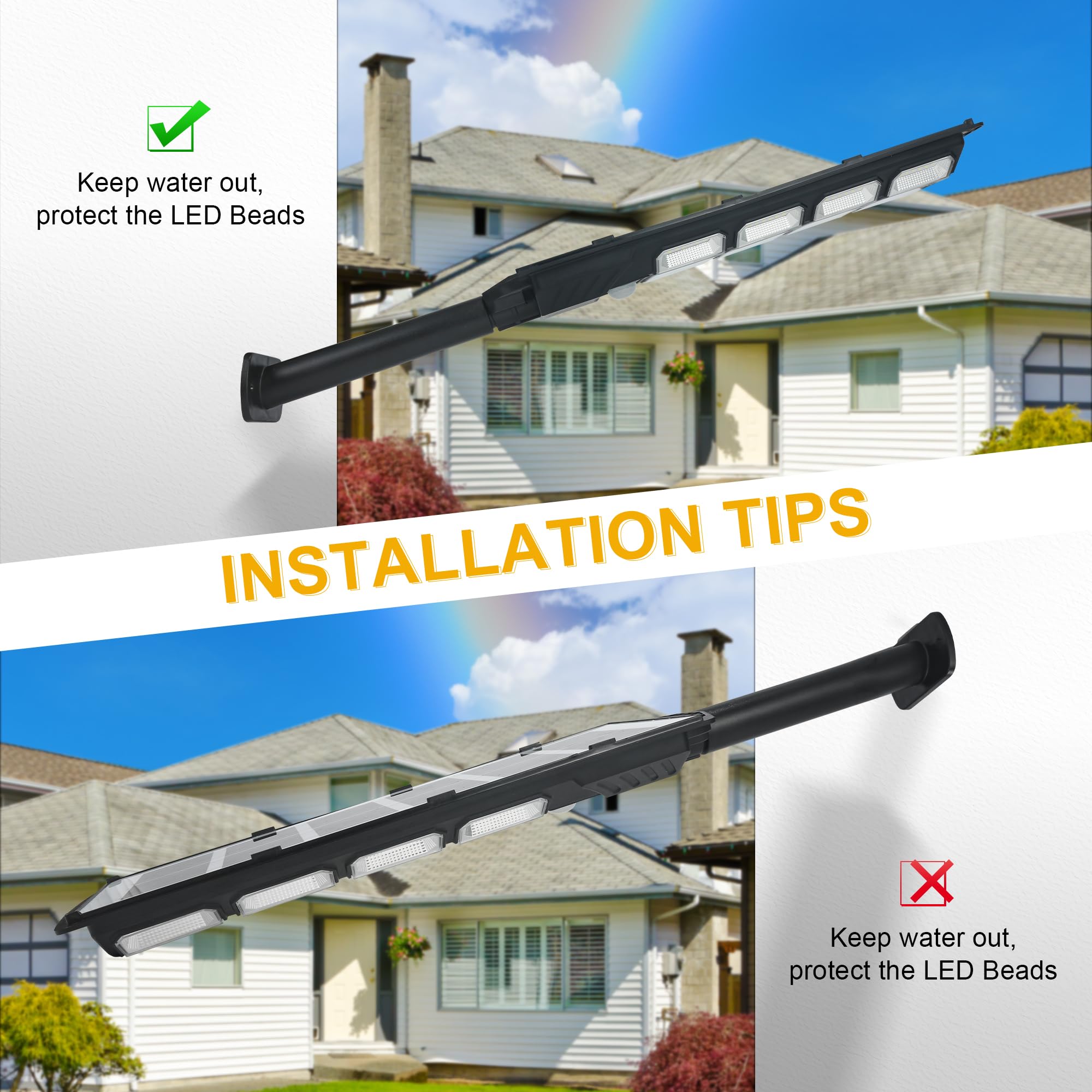 2 Pack Solar Street Lights Outdoor Waterproof IP66 - 8000K White LED Dusk to Dawn Motion Sensor Solar Security Lights with Remote Control for Parking Lot, Garage, Yard, Garden, Pathway | Solar Powered Outdoor Lighting for Home & Commercial Use