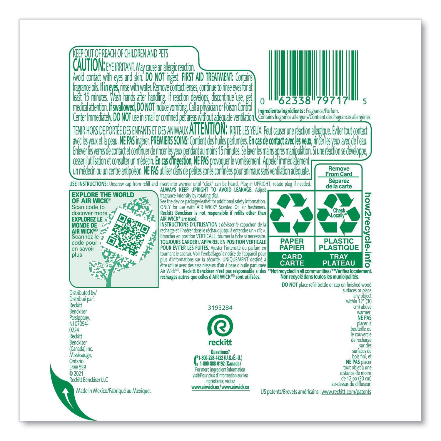 Air Wick Scented Oil Refill - Fresh Waters Fragrance, 0.67 Oz (2-Pack, 6 Pack Carton) for Home, Office & Bathroom Aromatherapy