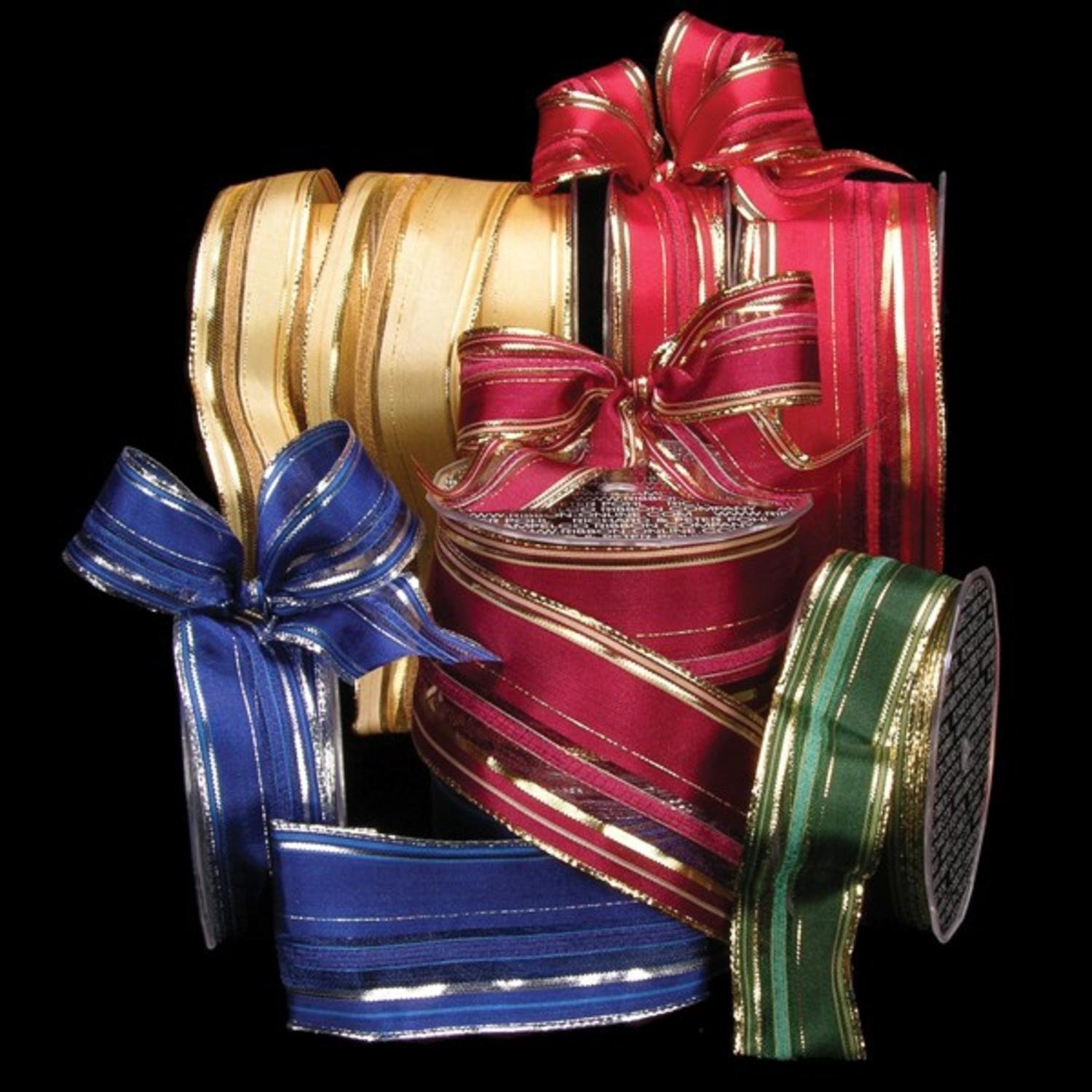 Elegant Burgundy and Gold Wired Craft Ribbon - 2.5 Inch x 25 Yards for Gift Wrapping, Wedding Decorations & DIY Projects