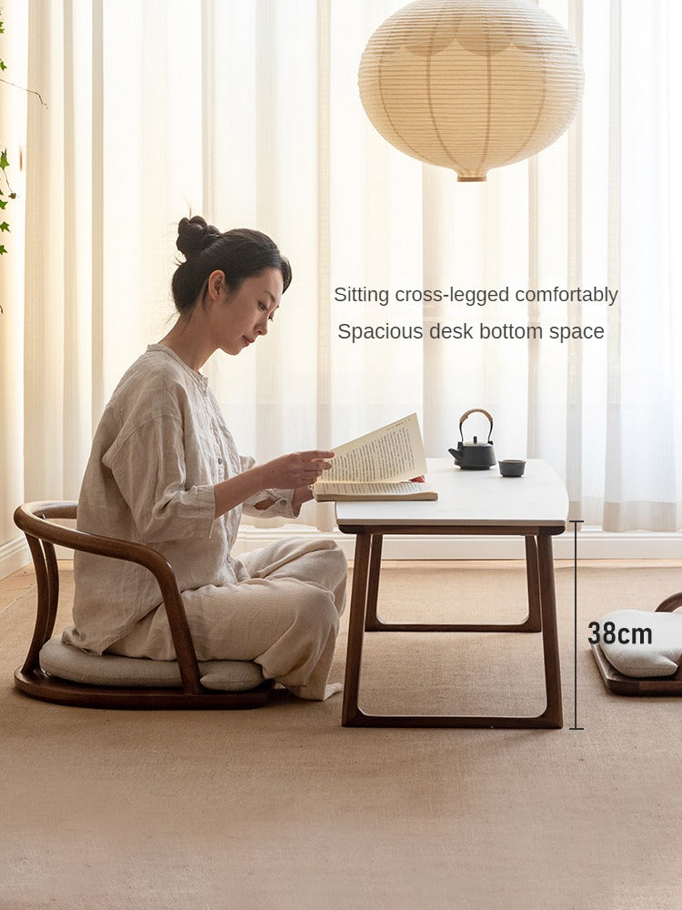 Premium Black Walnut and Ash Solid Wood Rocking Plate Modern Tea Table - Perfect for Living Room, Lounge, and Contemporary Home Decor