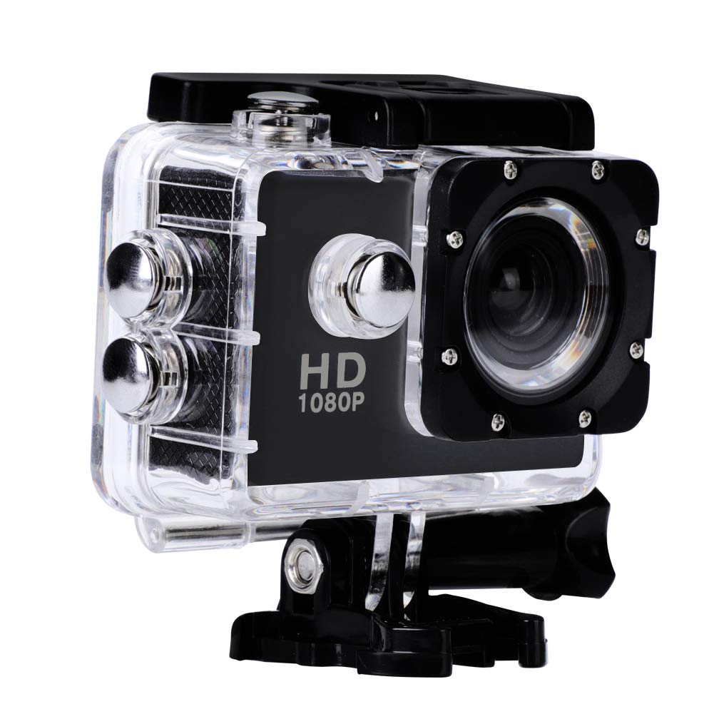 HD Underwater Camera 1080P - 140° Wide Angle Waterproof Action Camera for Diving & Snorkeling (30m/98ft) with Mounting Accessories Kit & Loop Recording - Perfect for Outdoor Adventures, Travel Vlogging & Underwater Photography (Black)