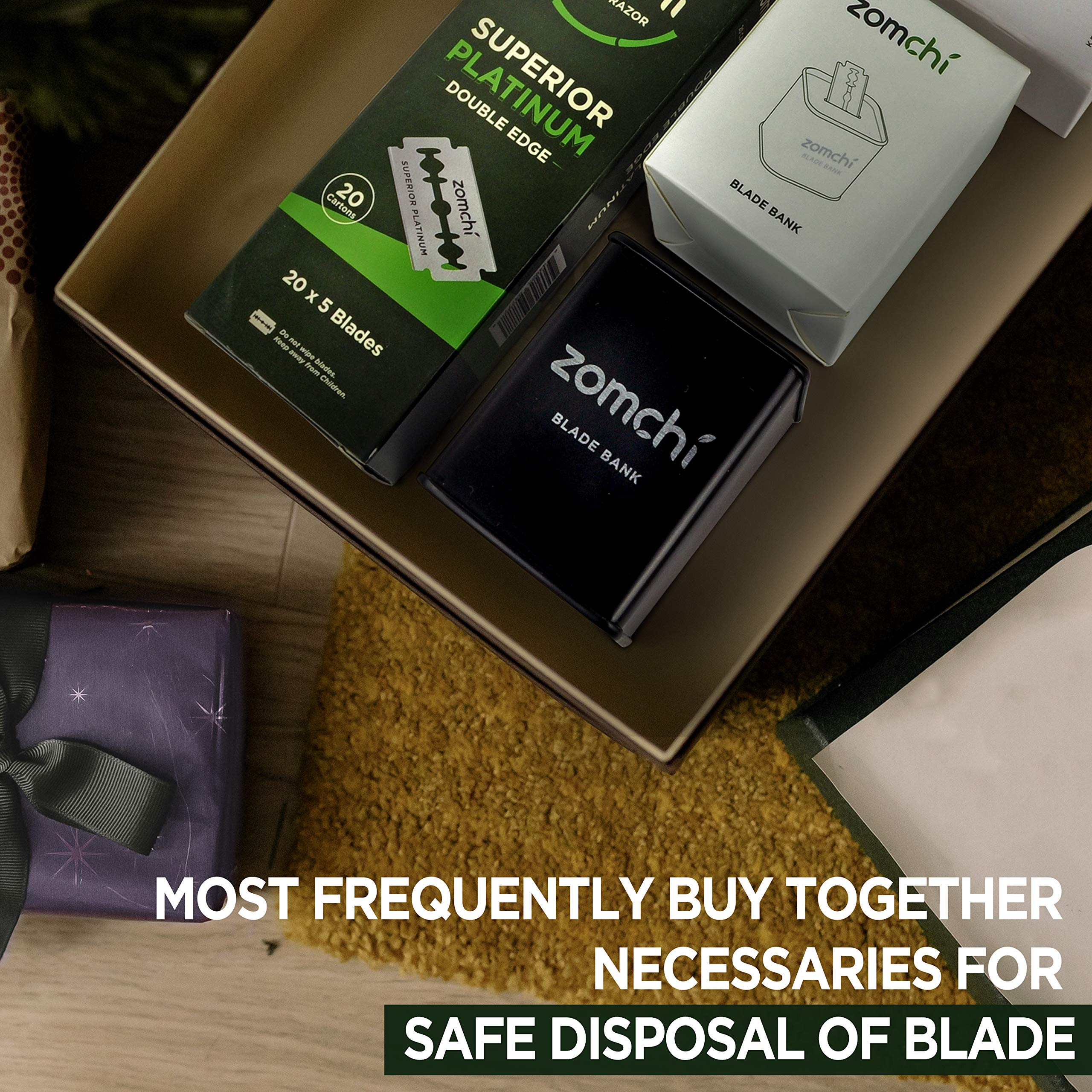 ZOMCHI Safety Razor Blade Bank - Secure Storage & Disposal Case for Double Edge Razor Blades (Black) | Perfect for Home, Salon, and Travel Use