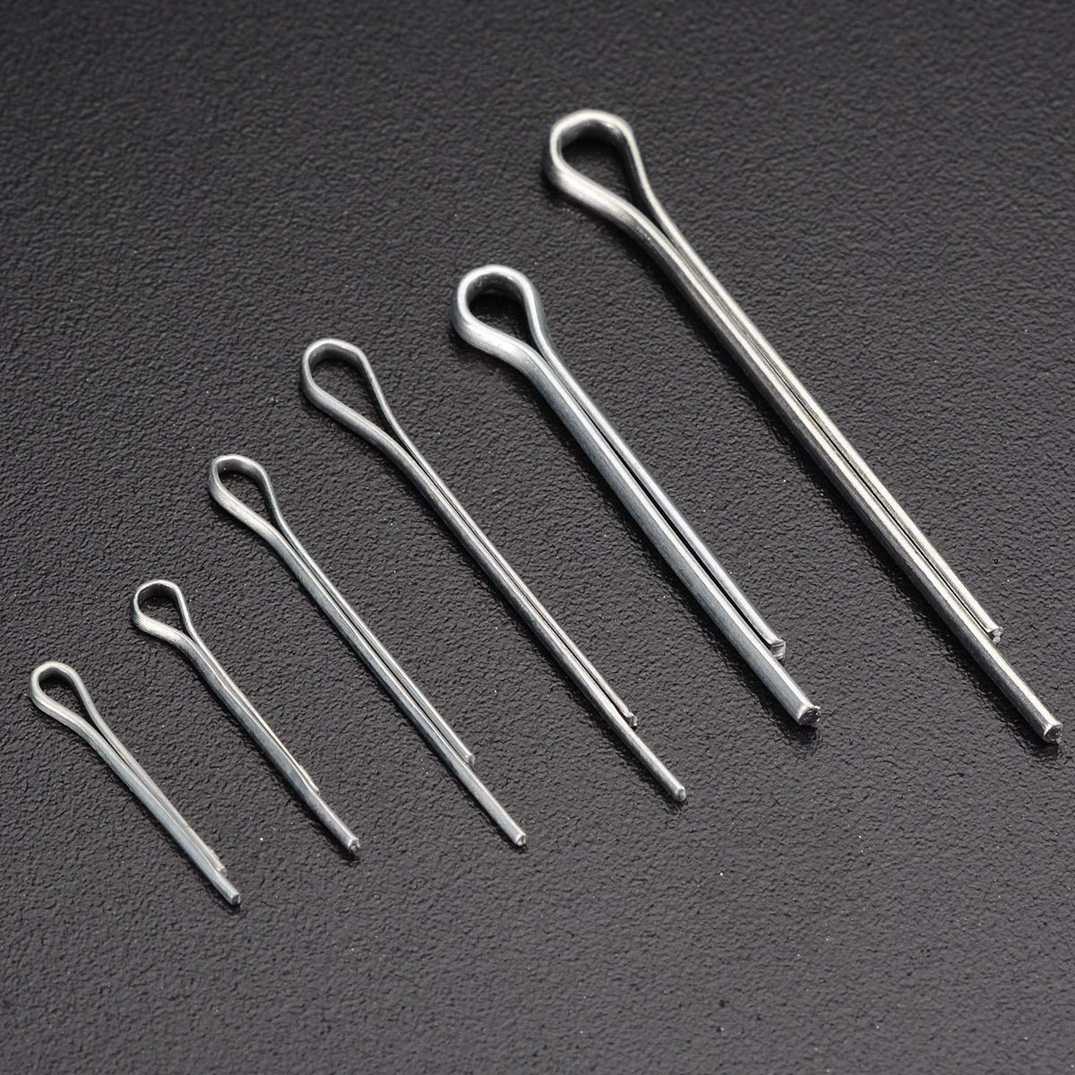 175pcs Zinc Plated Steel Cotter Pins - Open Elastic Link Split Fasteners for Auto, Car & Truck Repair - Durable Hairpin Clips for Engine, Suspension & Mechanical Parts