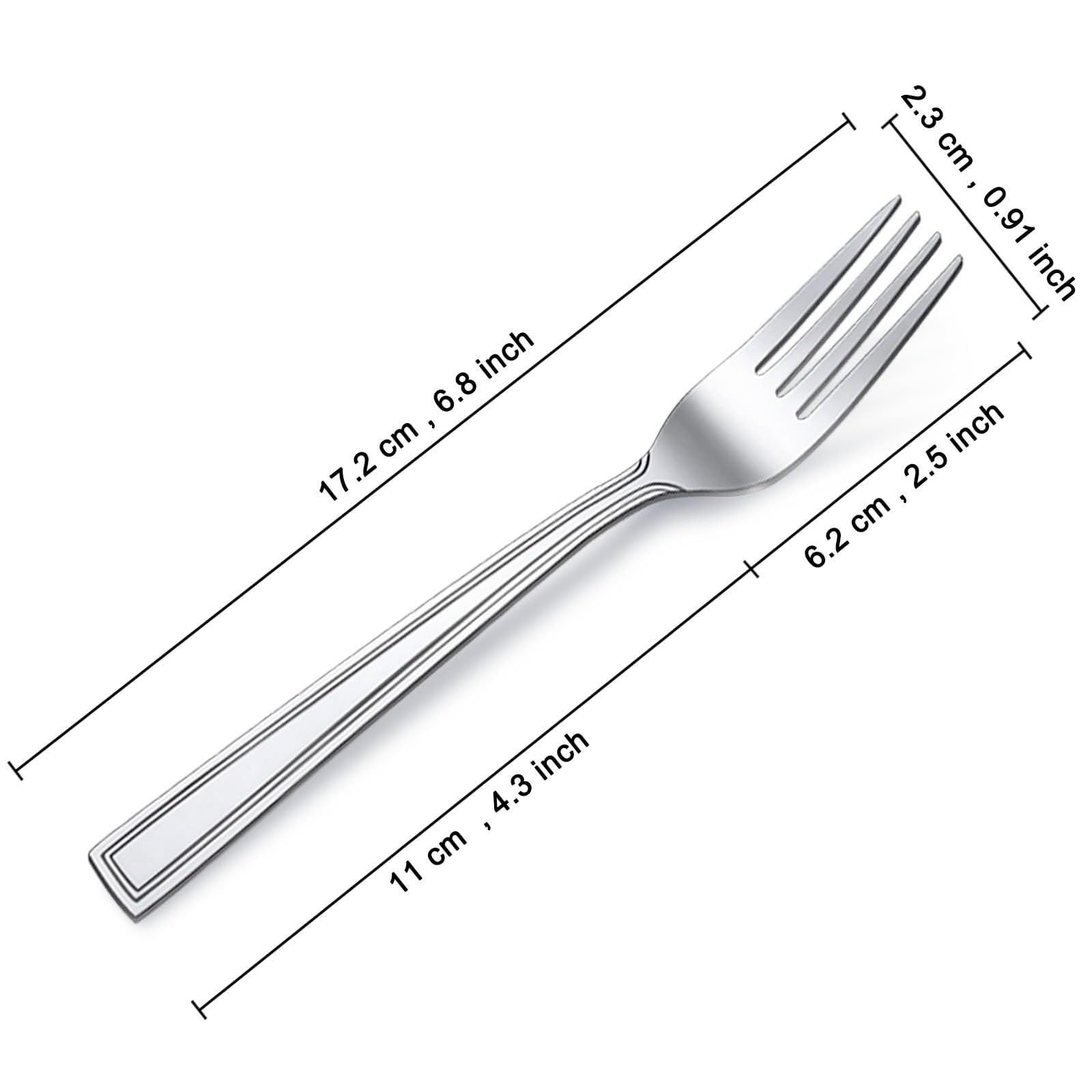 24-Piece Stainless Steel Dessert Fork Set - 6.8 Inch Small Appetizer Forks for Cake, Salad, Fruit - Mirror Polished & Dishwasher Safe - Perfect for Home, Restaurant, Party & Catering Events