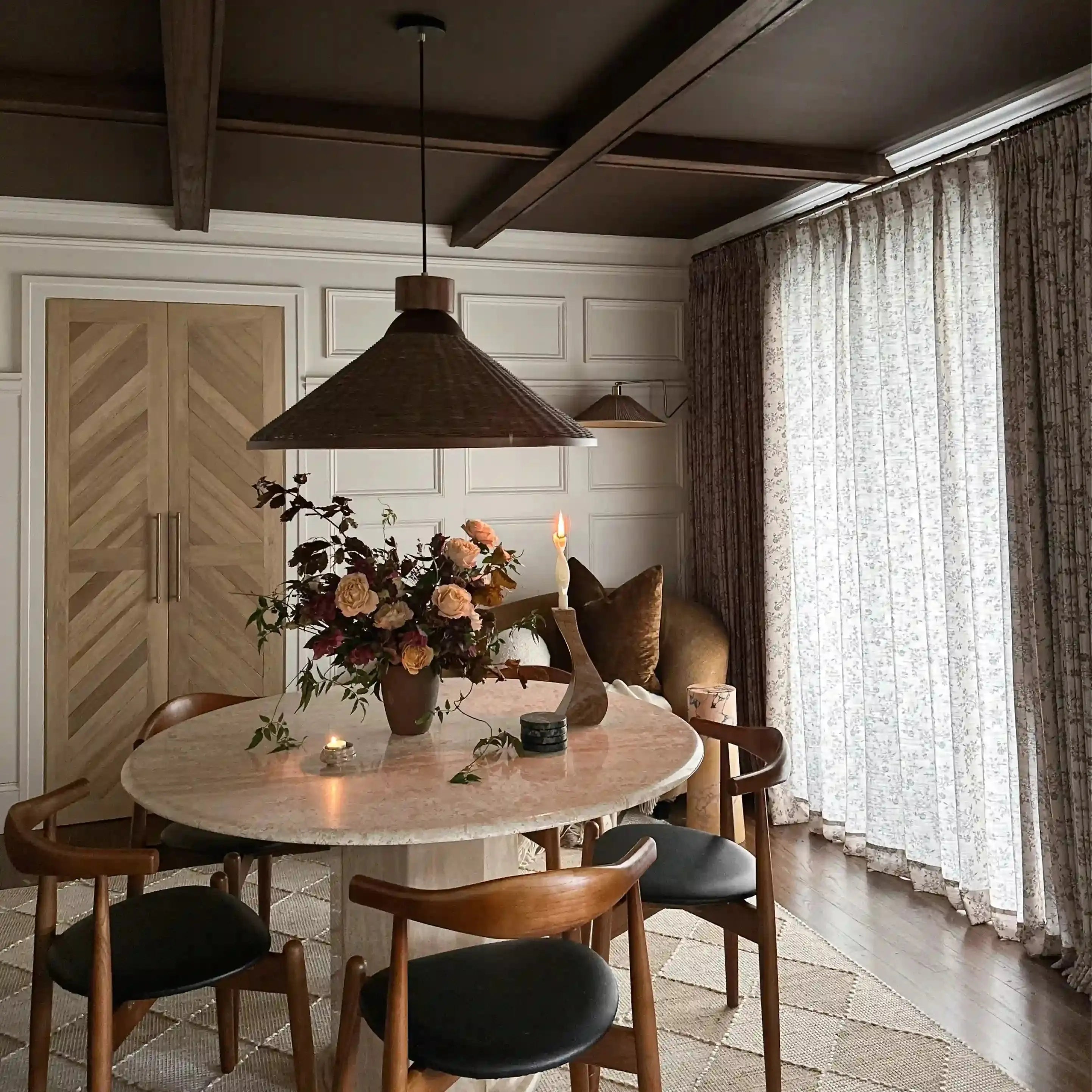 Elegant Sara Le Print Linen Drapery Pleated Curtains - Soft Textured Window Treatments for Living Room & Bedroom Decor