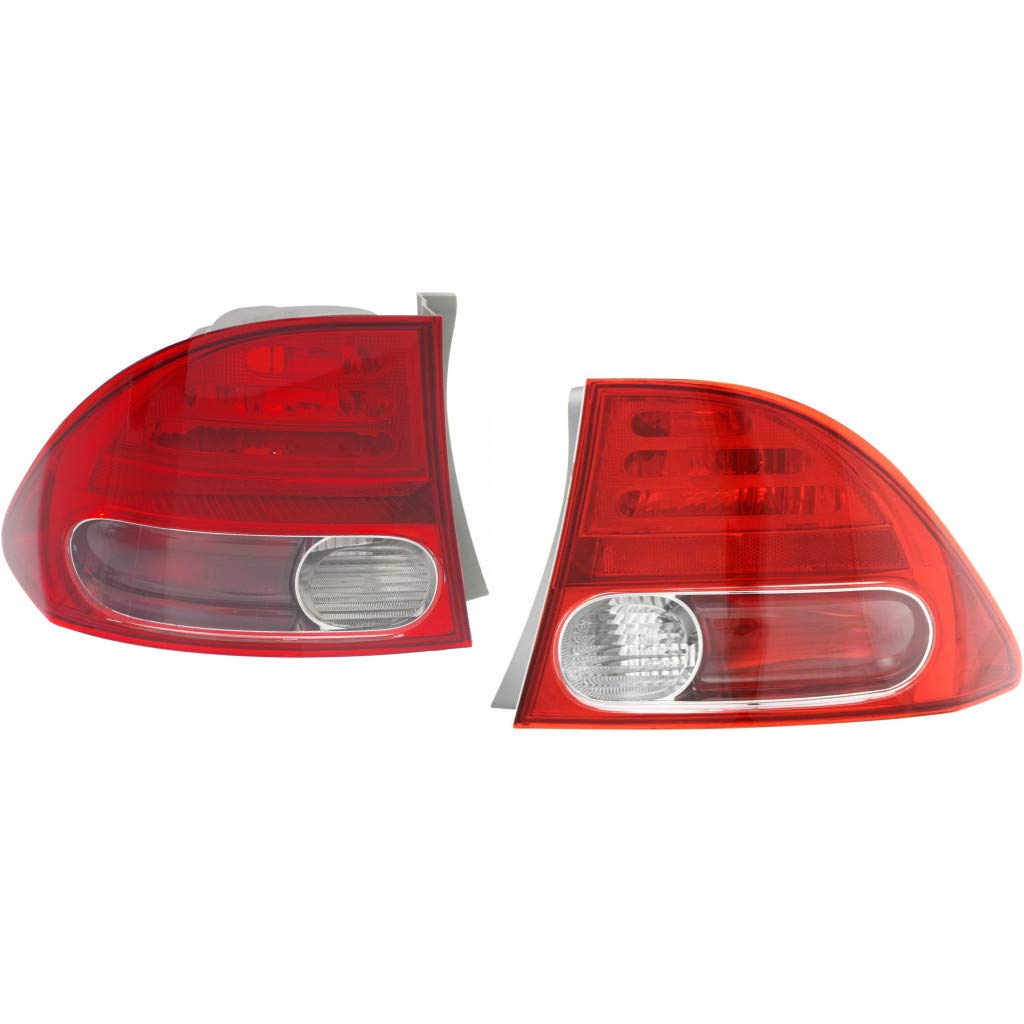 2006-2008 Honda Civic Rear Tail Lights Assembly Pair - Driver & Passenger Side (HO2800166 HO2801165 | 33551-SNA-A01 33501-SNA-A02) - Perfect for Hybrid Models - Upgrade Your Car's Style & Safety for Night Driving