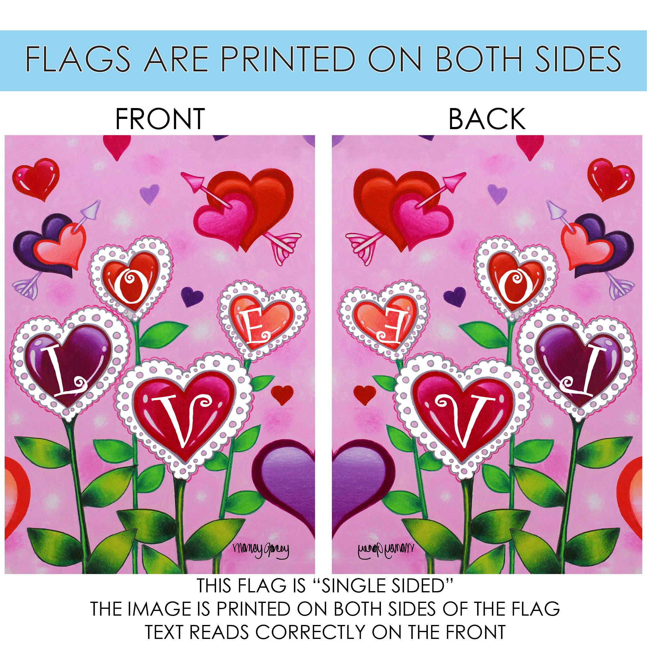 Toland Home Garden 12x18 Inch Double Sided Valentine's Day Garden Flag - Outdoor Yard Decoration for House, Porch & Lawn - Romantic Love Theme for Valentine's Day Celebrations