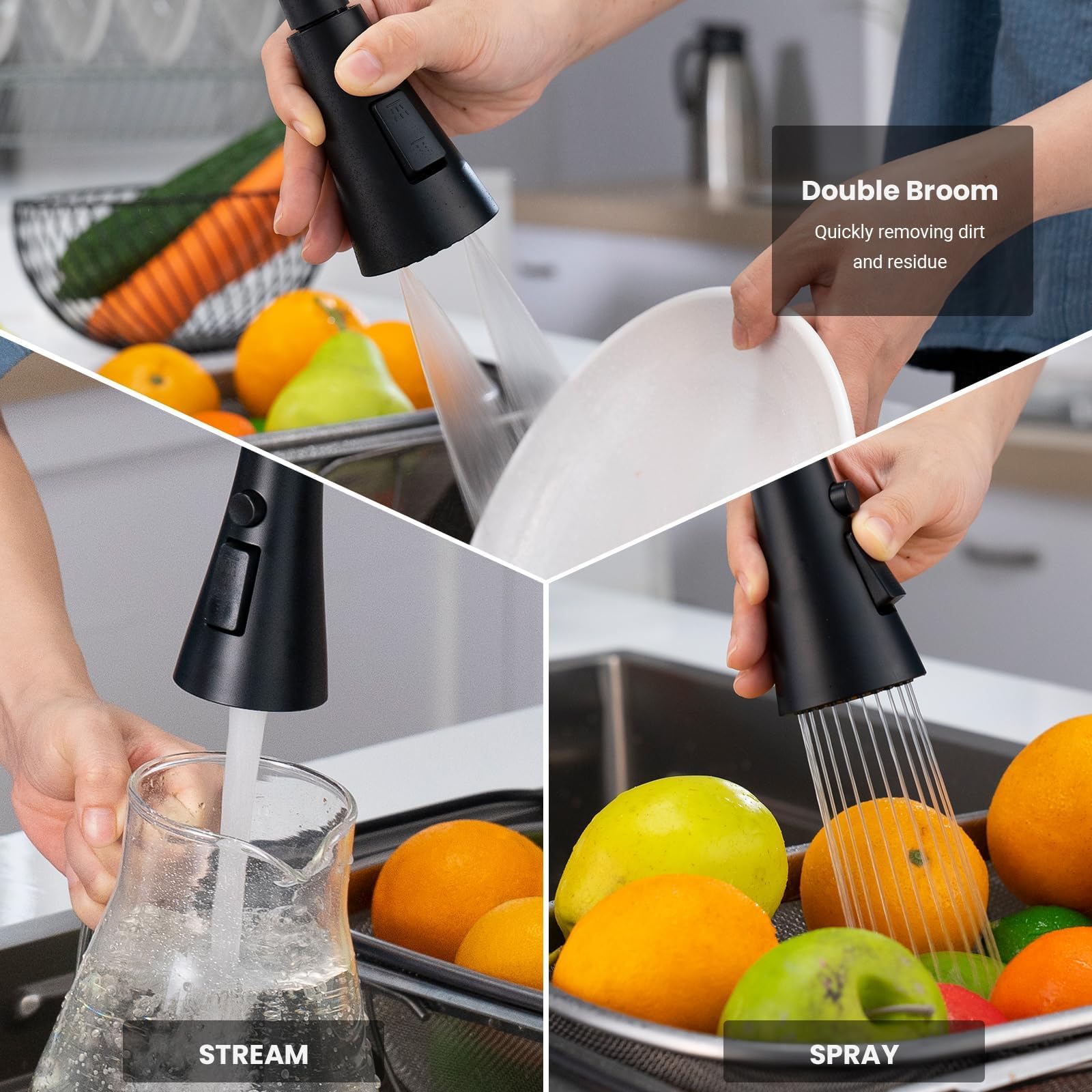**Hands-Free Touchless Kitchen Faucet with Pull Down Sprayer & Soap Dispenser - Single Handle Sensor Faucet for 1 to 4 Hole Sinks - Stainless Steel Matte Black - Perfect for Modern & Hygienic Kitchens**