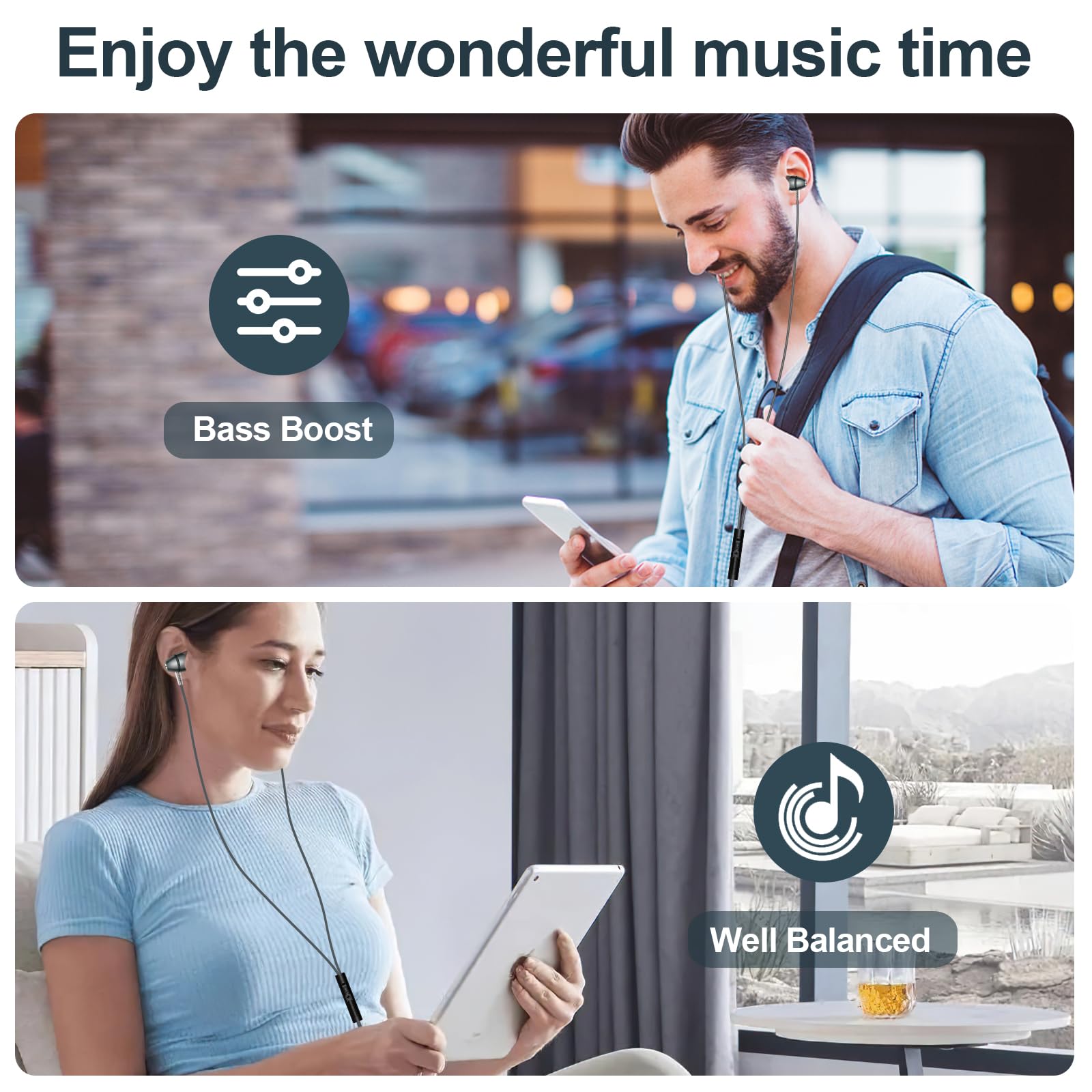 USB-C Wired Headphones with Mic & Remote Control - Compatible with iPhone 15/15 Pro/15 Pro Max/16/16 Pro/16 Pro Max & Most Type-C Devices - Perfect for Gaming, Music, Calls & Workouts