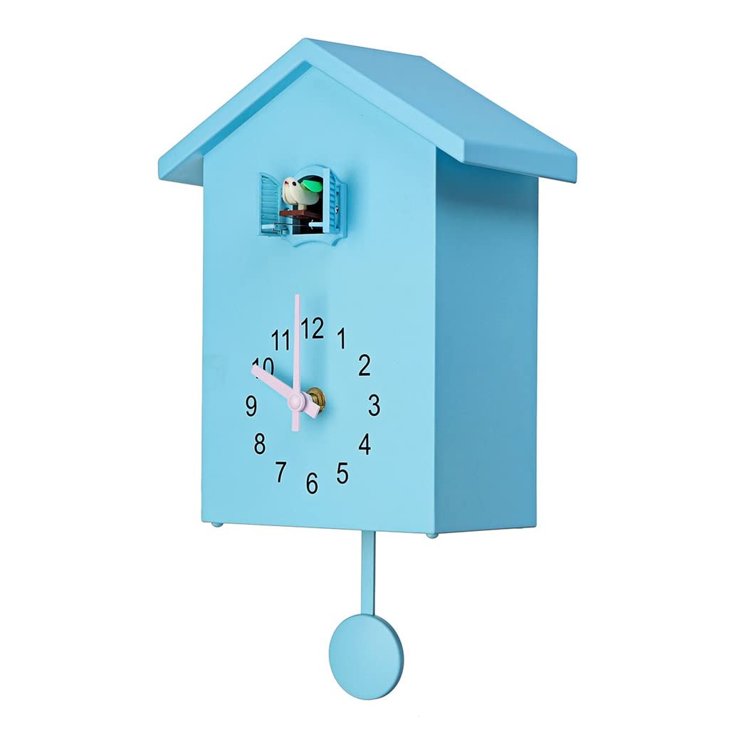 KGEZW Modern Cuckoo Quartz Wall Clock with Bird Design - 20x25cm Blue Home & Office Decor - Perfect for Living Room, Bedroom, Kitchen & Office Spaces