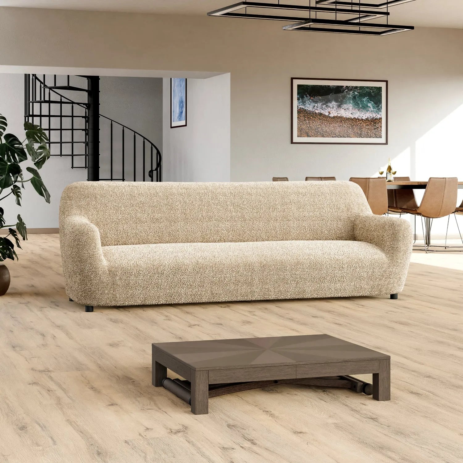 4 Seater Sofa Slipcover - Soft Microfiber Fabric with Stylish Prints - Perfect for Living Room, Family Room & Home Decor