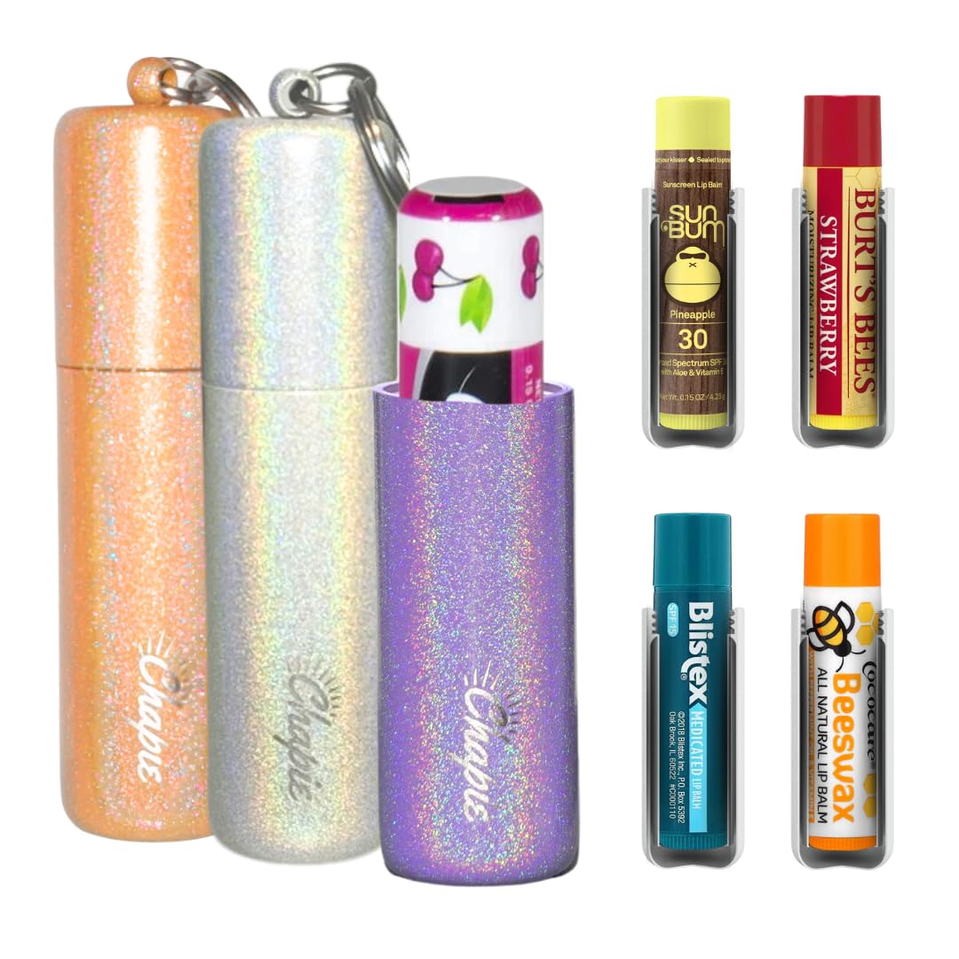OG Vacuum Insulated Lip Balm Keychain Holder - 3 Pack Pearlescent Fall Colors | Prevents Melting & Messes | Perfect for Travel, Gym & Everyday Use