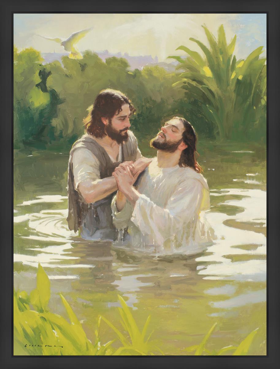 Baptism of The Savior Large Wall Art - Religious Christian Home Decor for Church, Living Room & Office - Inspirational Scripture Painting