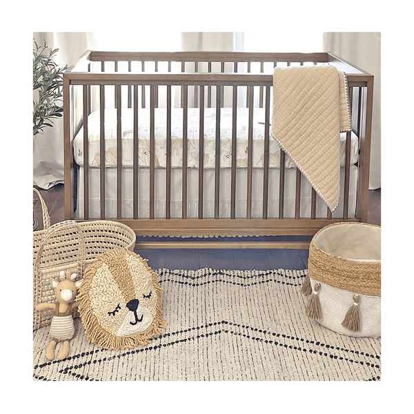 Organic Cotton Fitted Crib Sheet with Safari Animals Print - Soft Baby Crib Mattress Cover for Nursery, Toddler Bed & Travel Crib - Breathable & Hypoallergenic (Standard Size) - Perfect for Nursery Decor, Baby Shower Gifts & Daycare Essentials