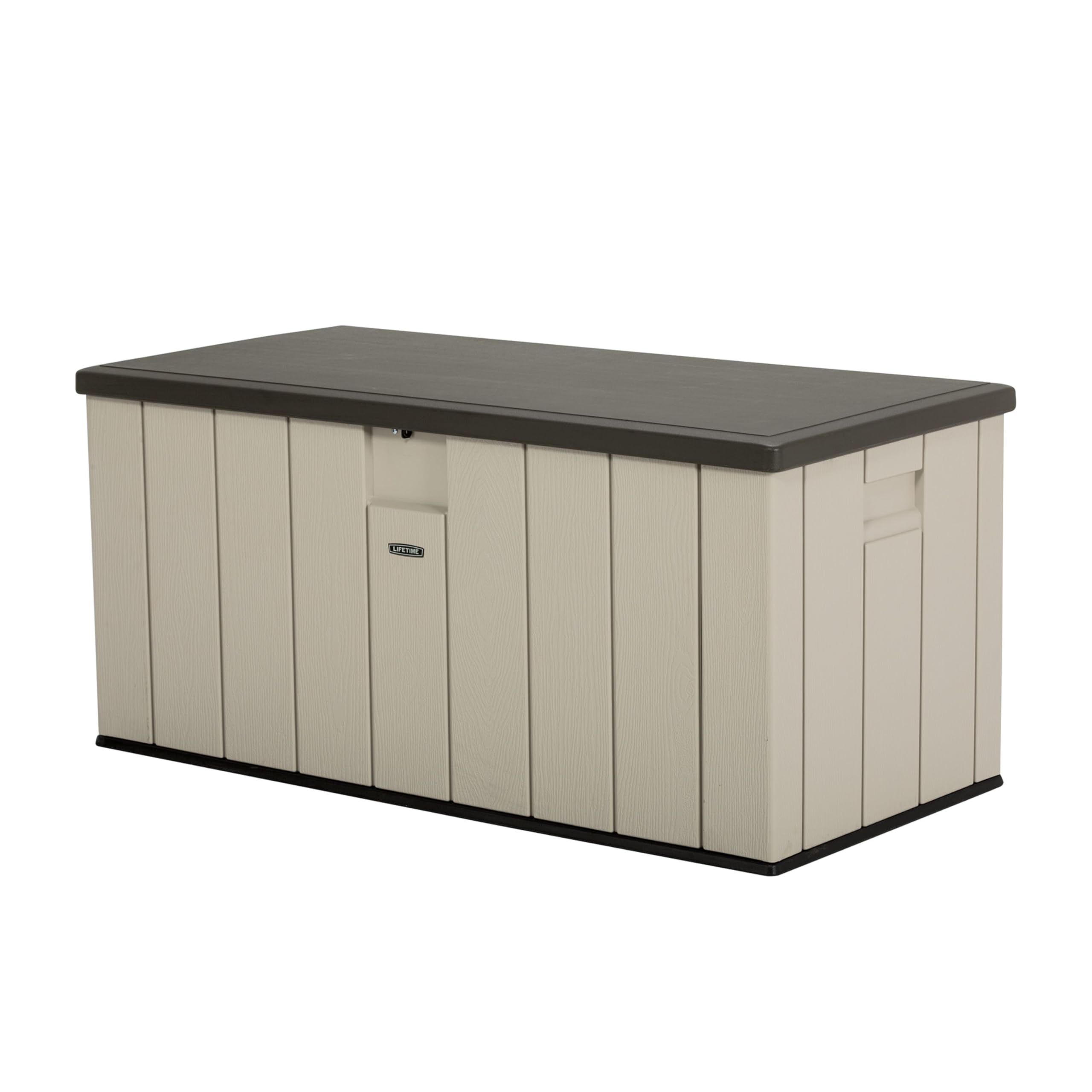 LIFETIME 60254 150-Gallon Heavy-Duty Outdoor Storage Deck Box - Weather-Resistant Plastic Deck Box for Patio Furniture Cushions, Pool Toys & Garden Tools - Desert Sand/Brown Color