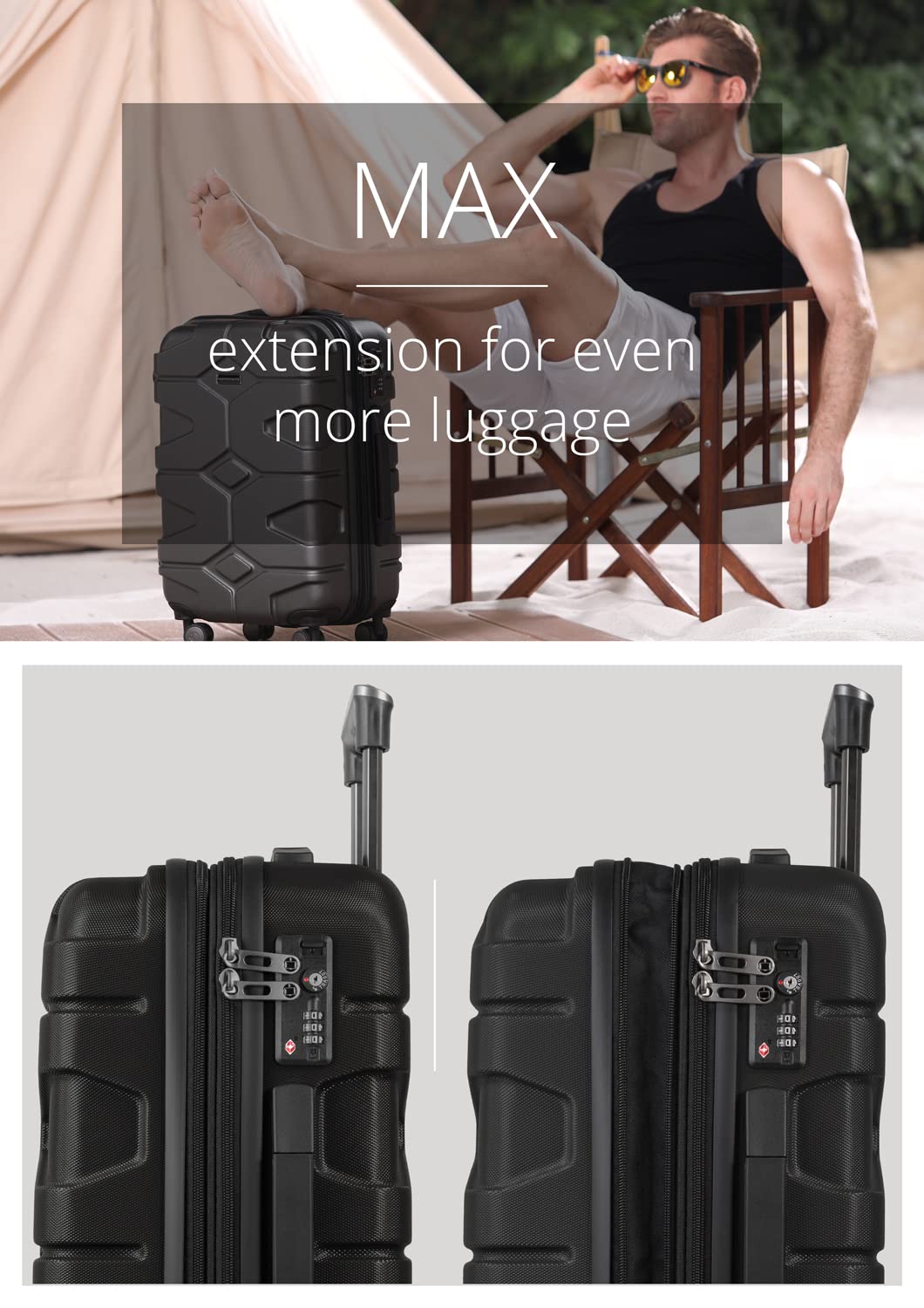 Premium 55cm Black Carry-On Luggage for Travel - Lightweight & Durable Suitcase with Smooth Wheels & TSA Lock - Perfect for Business Trips, Weekend Getaways & Airplane Cabin Use