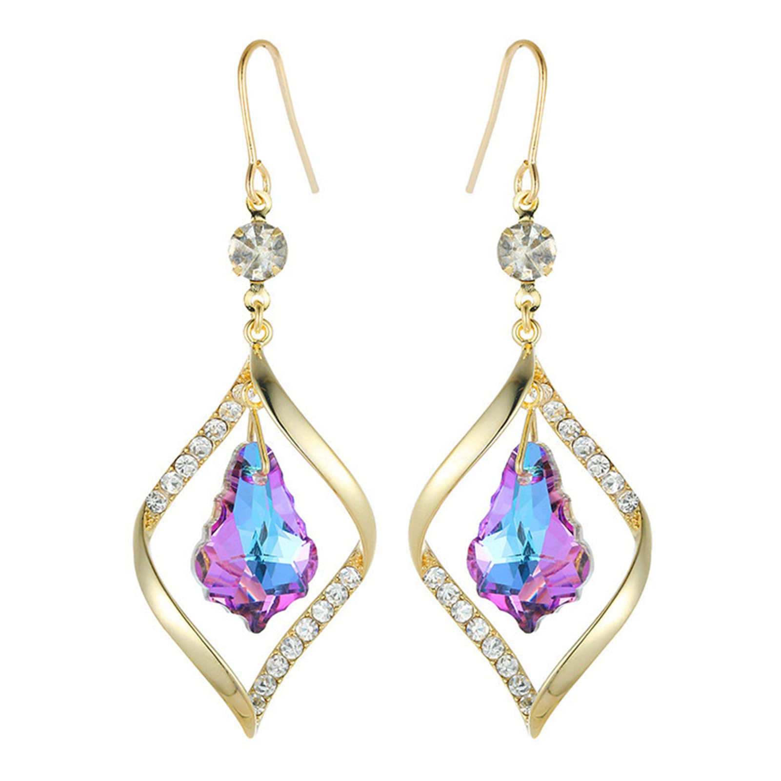 Elegant Rhombus Rhinestone Drop Dangle Earrings for Women - Shiny Statement Hoop Earrings, Exquisite Stud Jewelry - Perfect Gift for Valentine's Day, Anniversary & Wedding - Great for Parties, Date Nights & Special Occasions