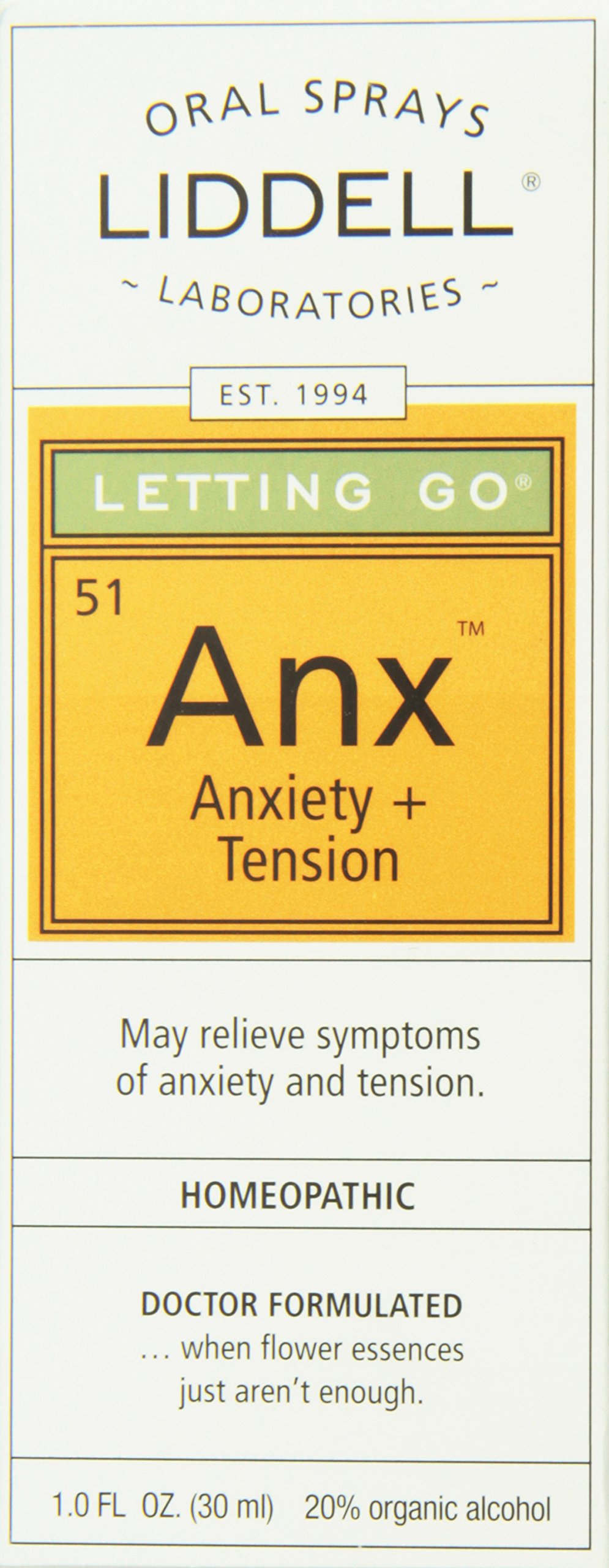 Liddell Homeopathic Letting Go Anxiety Relief Spray - 1 oz Natural Stress & Nervousness Remedy - Perfect for Work, Travel & Daily Relaxation