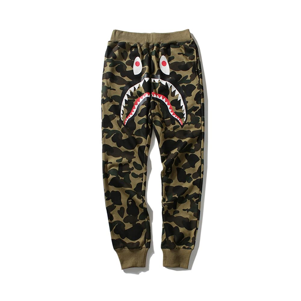 Trendy Shark Bape Pants for Men & Women - Graphic Bathing Ape Jogger Sweatpants with Drawstring | Casual Streetwear & Lounge Pants for Gym, Running, and Everyday Wear