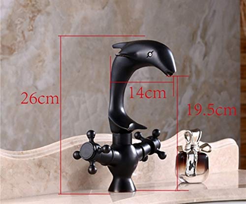 Dolphin-Shaped Bathroom Sink Faucet - Modern Brass Bathroom Faucet with Swivel Spout for Vanity, Powder Room & Guest Bathroom - Perfect for Coastal, Nautical or Kids' Bathroom Decor