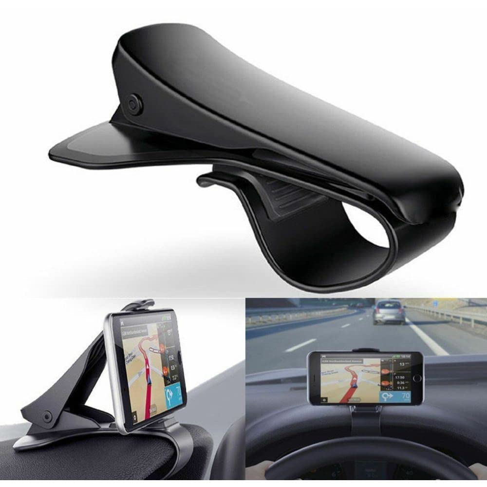 Universal Car Phone Mount Holder - 6.5 Inch HUD Design GPS Dashboard Clip for iPhone, Samsung & Smartphones | Non-Slip Durable Stand for Safe Driving | Perfect for Commuting, Road Trips & Navigation