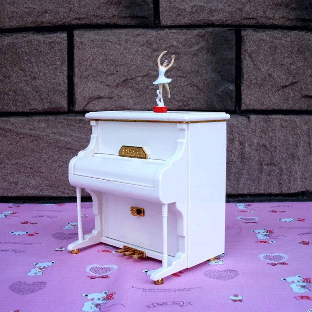 Elegant White Piano Music Box with Ballet Girl - Perfect Birthday Gift for Dancers & Music Lovers | Home Decor, Wedding Favors, Nursery Room Decoration
