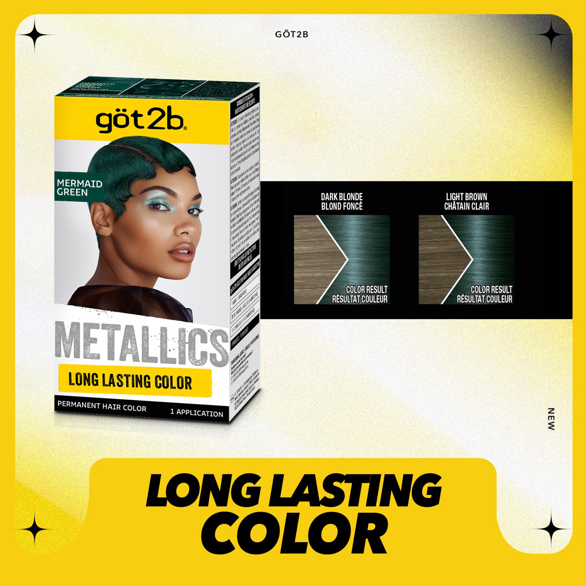 Got2b Metallics Permanent Hair Dye - M77 Mermaid Green for Vibrant, Long-Lasting Color | Bold Fashion Hair Color for Parties, Cosplay & Creative Styling