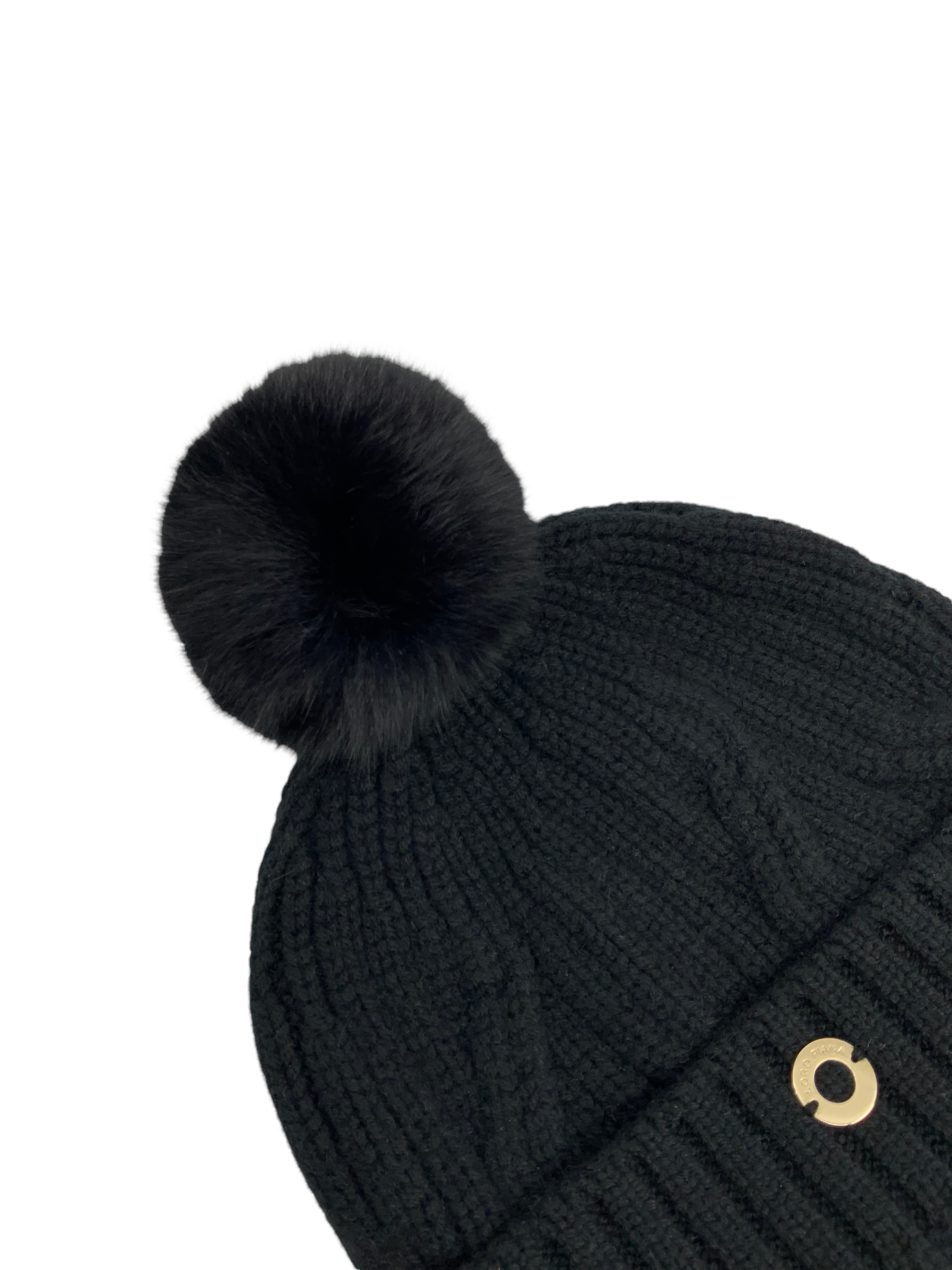 Luxury Loro Piana Baby Cashmere & Chinchilla Pompon Beanie Hat for Women - Soft Winter Hat for Cold Weather, Outdoor Activities & Fashion Accessory