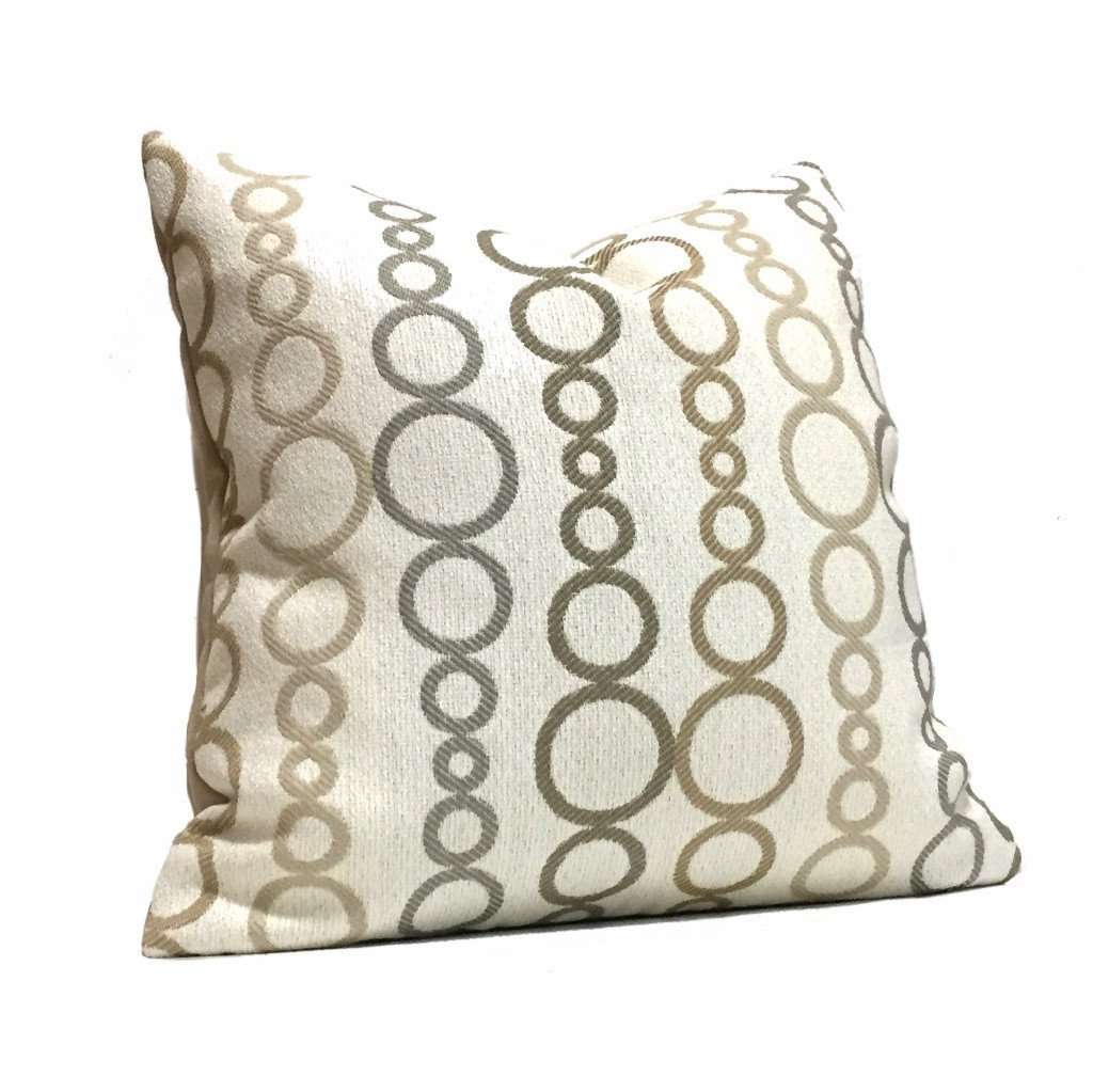 Kravet Modern Geometric Circles Tan Beige Cream Pillow Cover - Decorative Throw Pillow Covers for Sofa, Bed, Couch - Home Decor Accent Pillow for Living Room, Bedroom
