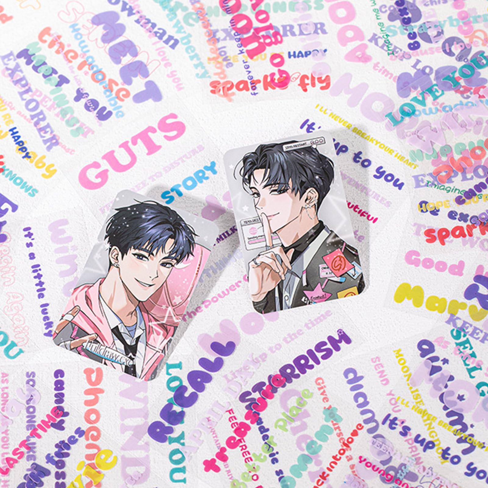 SIBLYMONA Korean Deco Stickers Set - 30 Sheets Colorful Glitter Stickers with Flower, Heart, Ribbon, Letter & Alphabet Designs | Perfect for Kpop Photocard, Scrapbooking, DIY Cards, Kids Crafts & Journaling (Heart Attack Theme)
