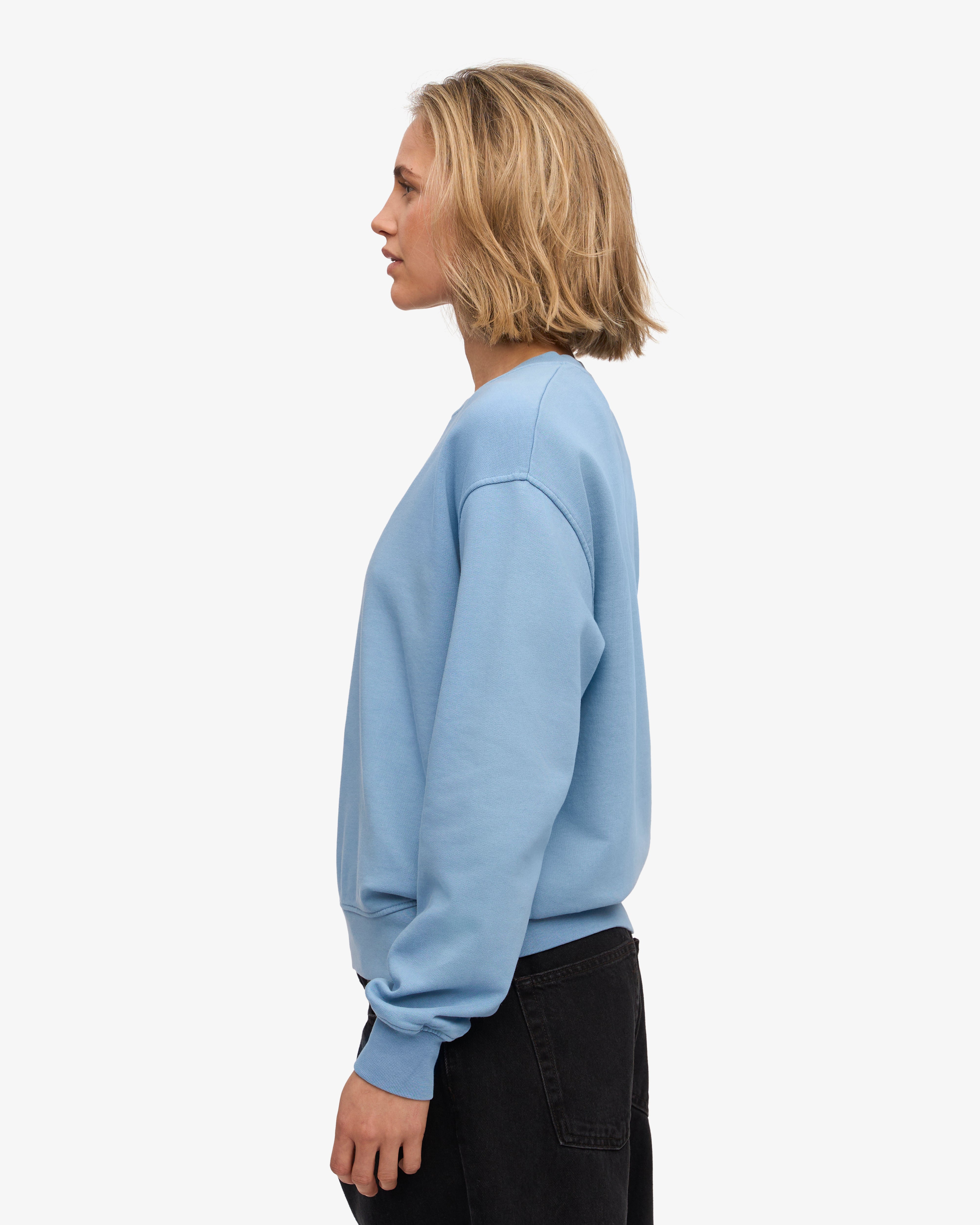Women's Classic Organic Cotton Crew Neck T-Shirt - Seaside Blue - Casual Wear, Beach Outfit, Everyday Comfort