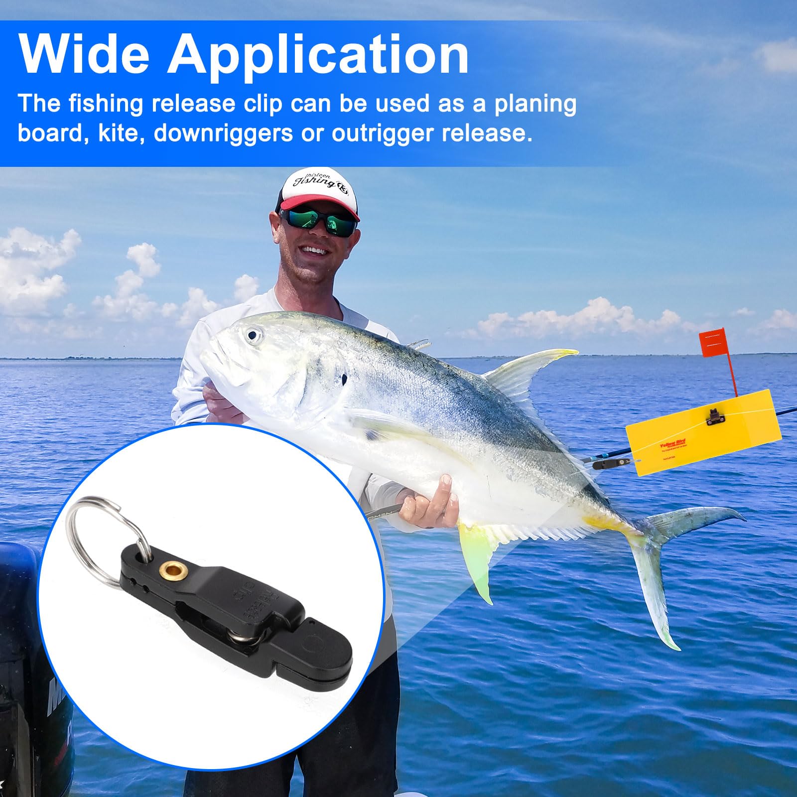 10 PCS Heavy Duty Fishing Downrigger Clips - High Tension Outrigger Line Clips with Key Ring & Snap Padded Release - Perfect for Offshore Trolling, Board Fishing & Deep Sea Angling - Durable Saltwater Fishing Gear for Professional & Recreational Use