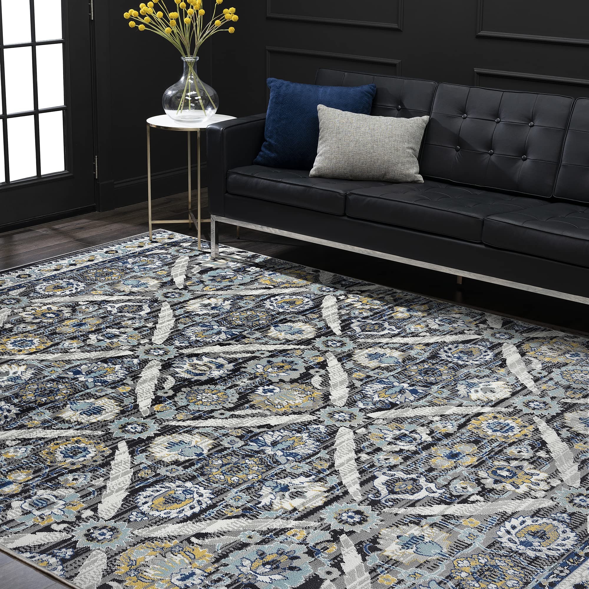 Ella Gray Modern 5x7 Area Rug - Soft Contemporary Indoor Carpet for Living Room, Bedroom, Dining Room & Kitchen - Non-Slip Entryway Rug - Alfombras Modernas para Salas - Perfect for Home Decor, Apartment Style & Office Spaces