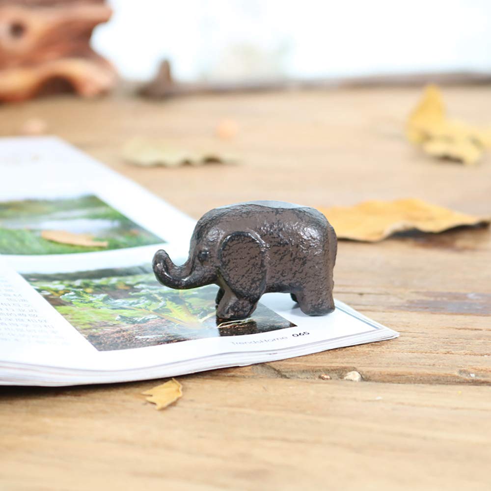 Cast Iron Elephant Paperweight - Heavy Duty Office Desk Decor, Garden & Home Decoration, Animal Figurine Collection for Bookshelf Display | Perfect Gift for Elephant Lovers & Feng Shui Decor