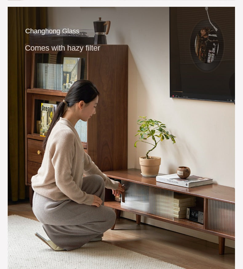Oak Solid Wood Modern Simple TV Cabinet - Stylish & Durable Entertainment Center for Living Room, Bedroom, or Home Theater
