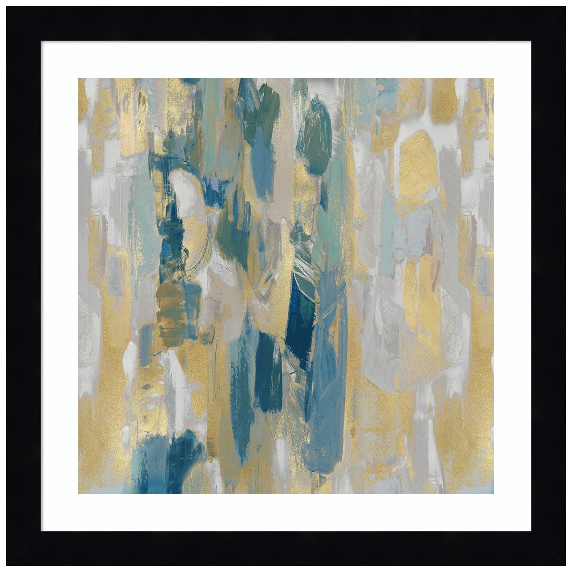 Jennifer Martin Reveal Teal I Wood Framed Wall Art Print - 13x13 Inches, Svelte Noir Black Frame - Modern Home & Office Decor - Perfect for Living Room, Bedroom, or Office Wall Decor