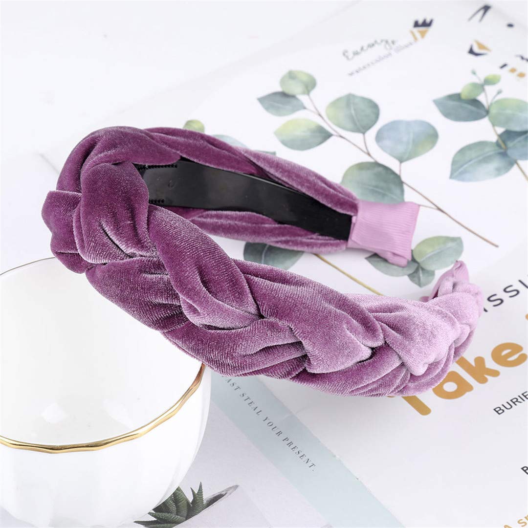 Korean Fashion Solid Velvet Fabric Braid Headband with Teeth - Women's Hair Accessories for Girls, Wide Hair Hoop for Twists & Styling - Perfect for Parties, Weddings and Everyday Wear