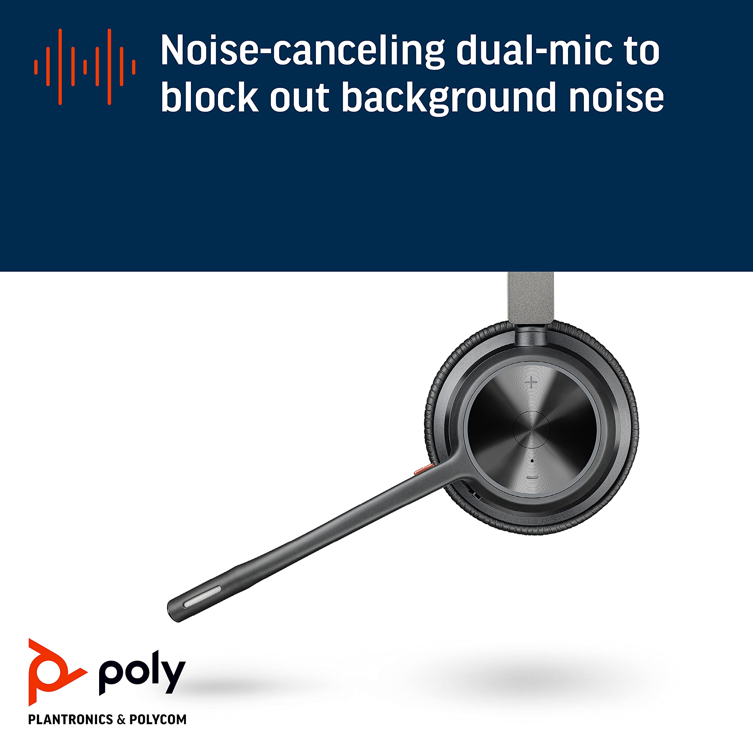 Plantronics Voyager 4320 UC Wireless Headset with Boom Mic - Bluetooth/USB-A Headphones for PC, Mac & Mobile - Compatible with Teams, Zoom, Skype - Perfect for Remote Work, Online Meetings & Call Centers