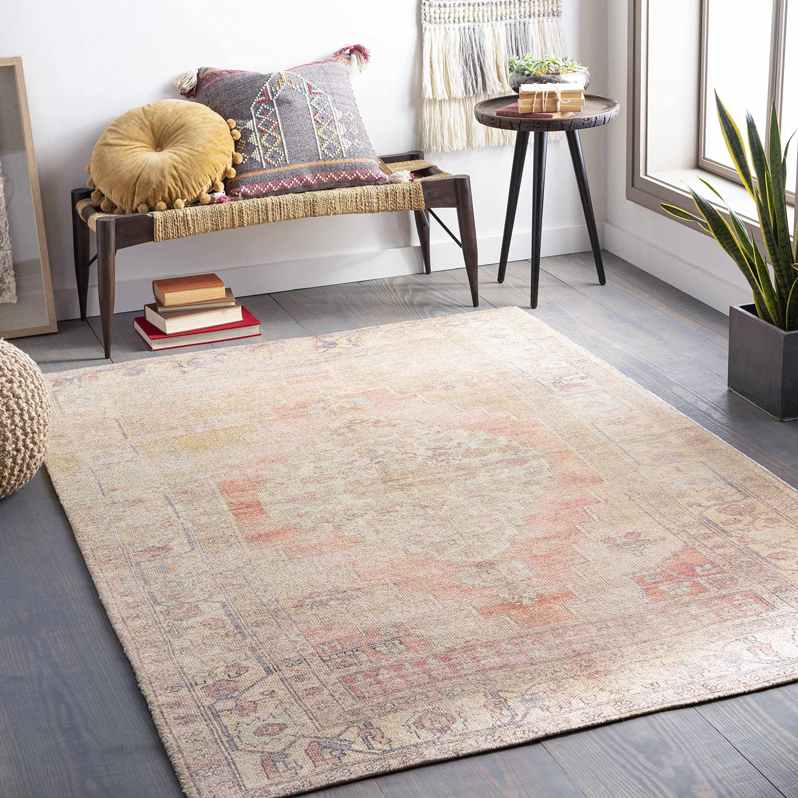 Hauteloom Holiday Traditional Area Rug 2' x 3' - Blue, Beige, Orange - Soft Living Room & Bedroom Carpet for Cozy Home Decor